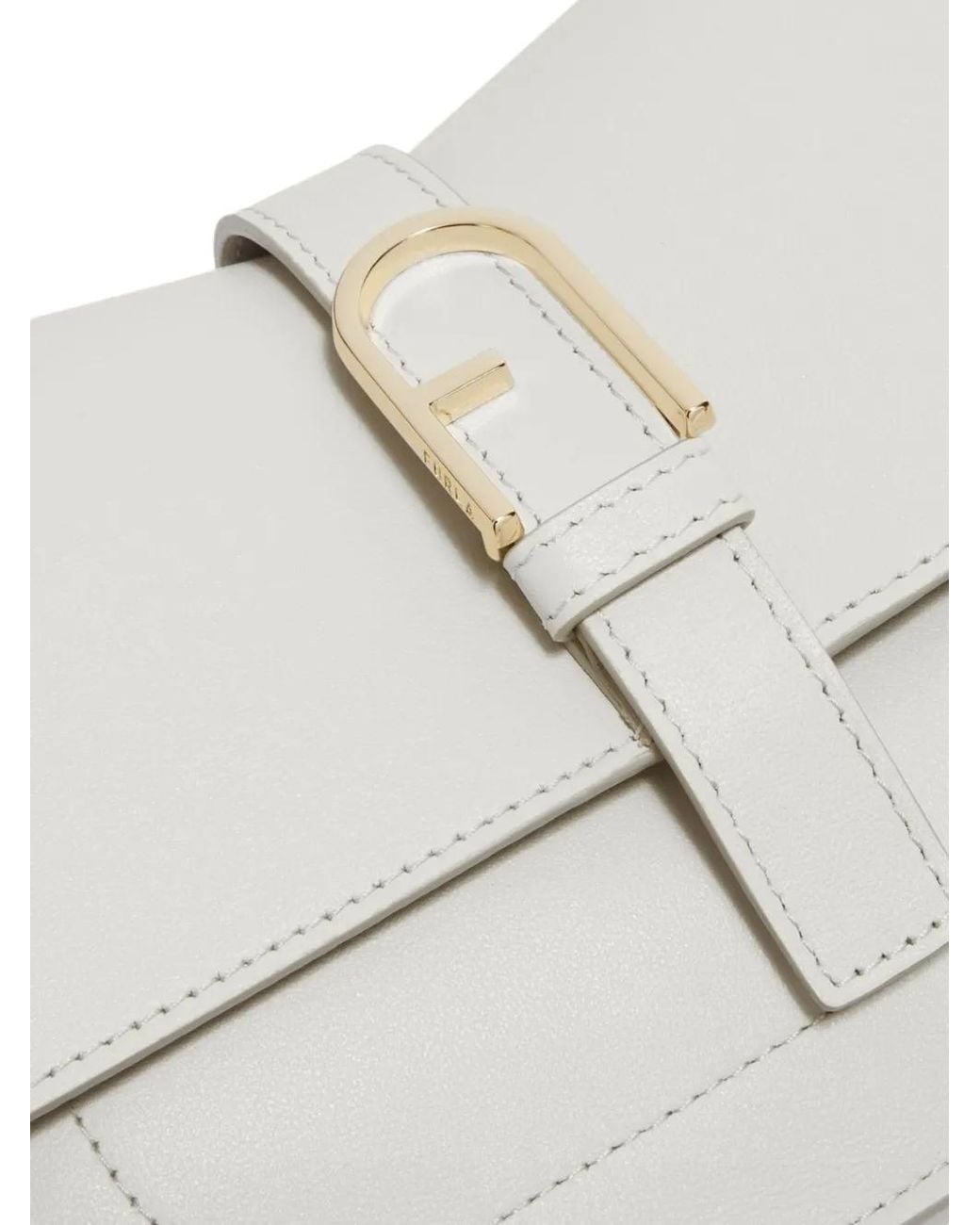 Furla White Logo-Plaque Leather Clutch Bags