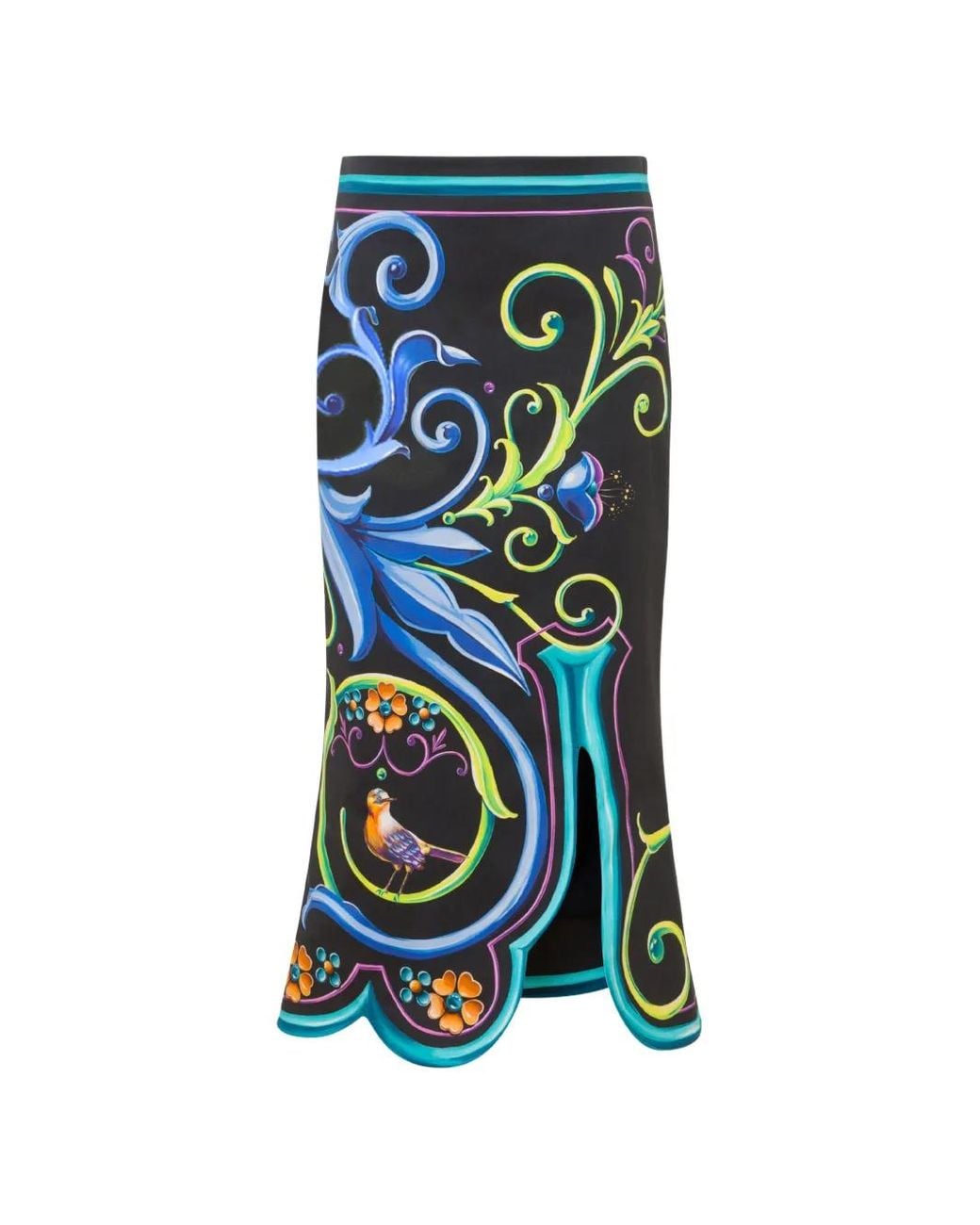 Moschino Green Printed Cotton Gabardine Skirt