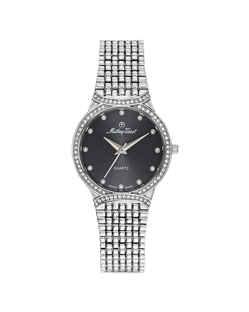 Mathey-Tissot Metallic Crystal-Embellished 28Mm Watch