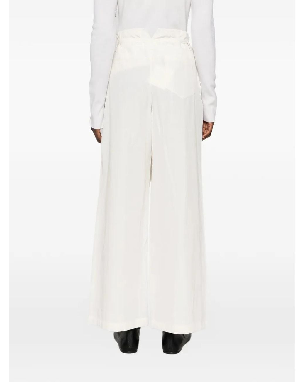 Viktoria Chan White Sataya Belted Wrap-Style Trousers