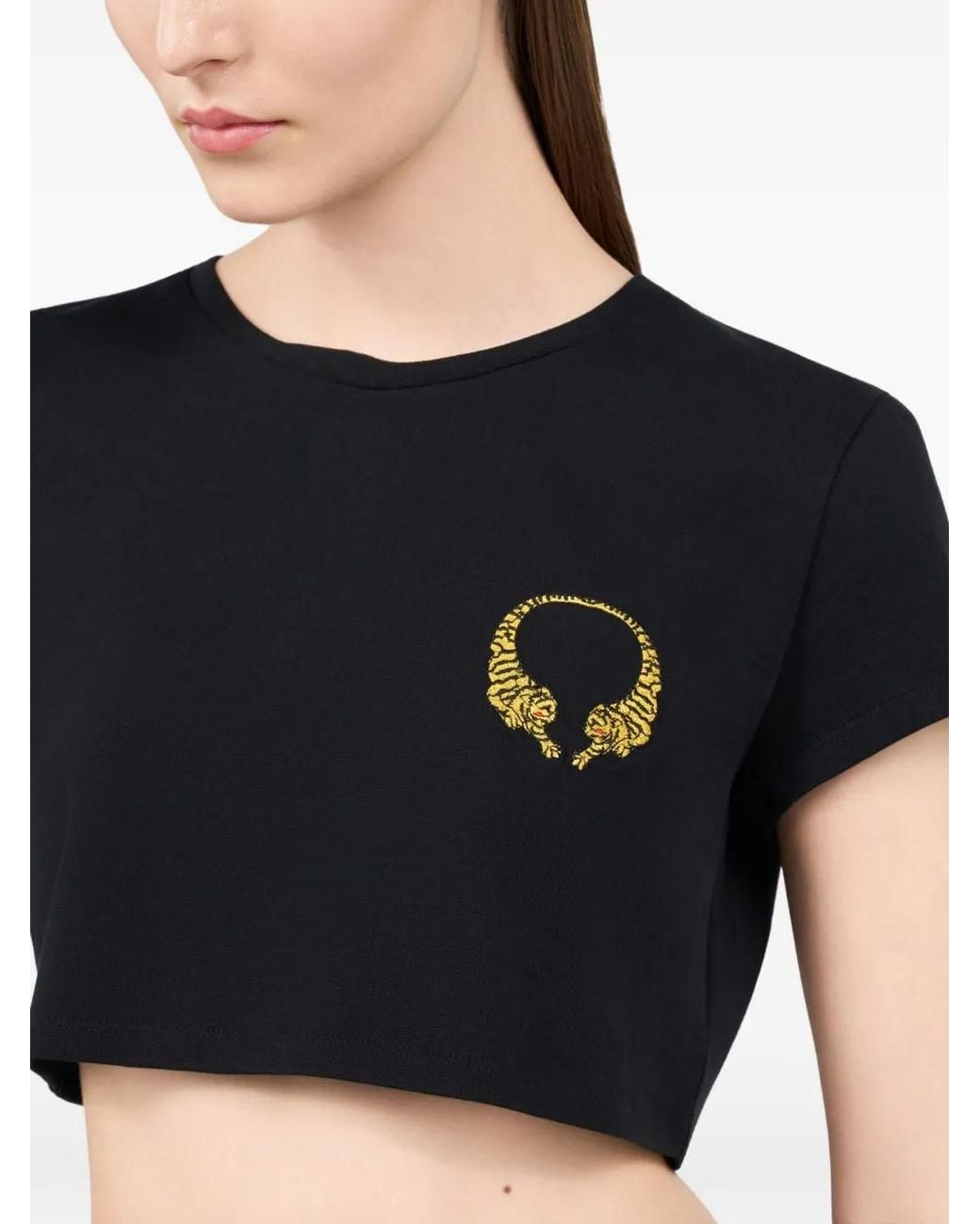 Roberto Cavalli Black Cropped T-Shirt