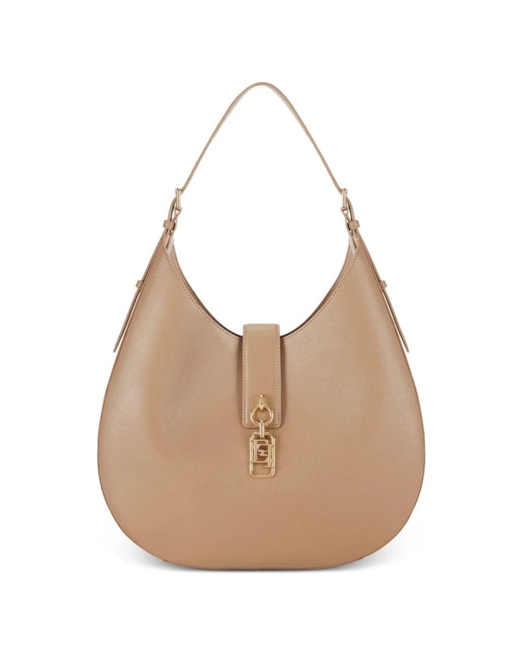 Elisabetta Franchi Natural Round Bag With Charm
