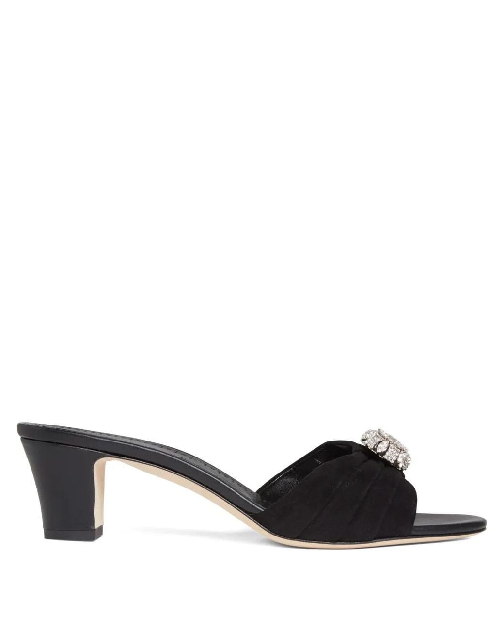 Manolo Blahnik Black Ansaklo Pleated-Detail Sandals