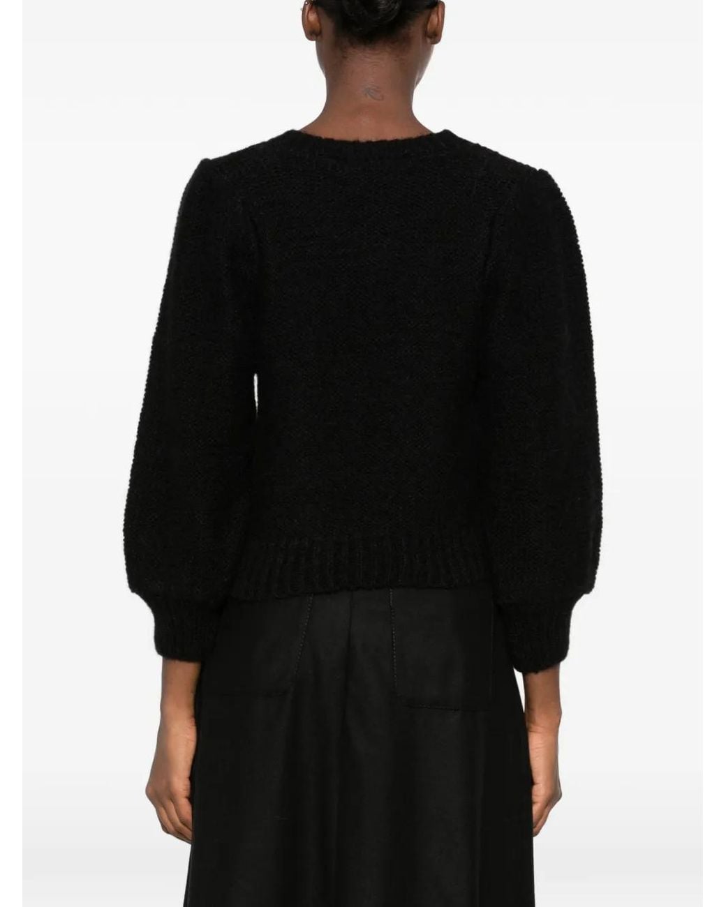 Susanne Bommer Black Puff-Sleeve Sweater