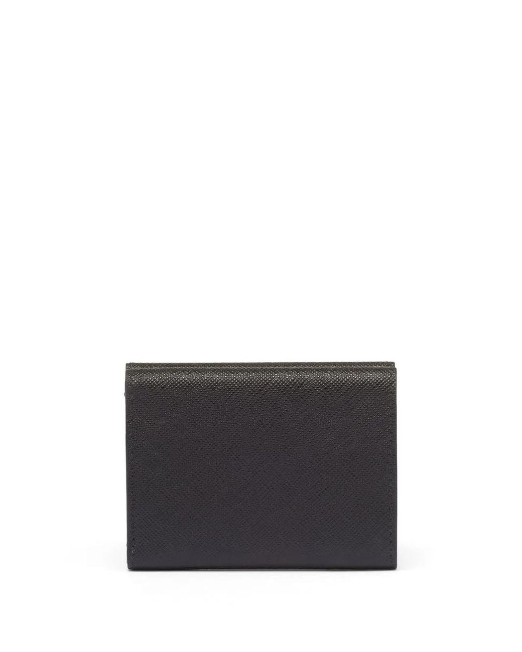 Prada Black Small Logo-Plaque Leather Wallet for men