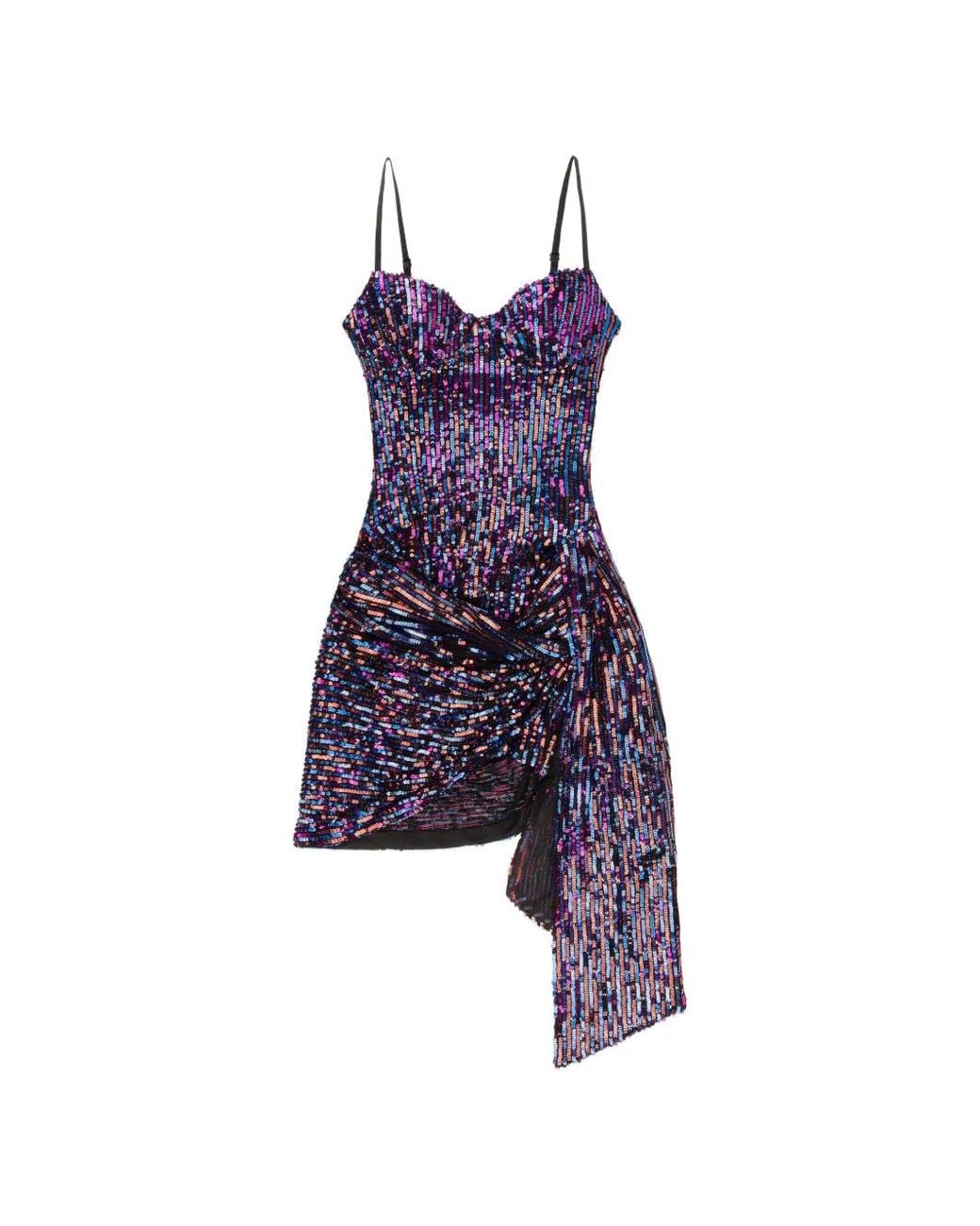 Area Purple Sequin-Embellished Mini Dress
