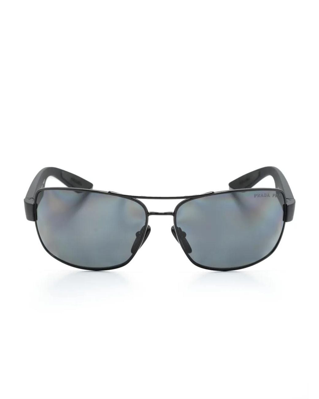 Prada Eckige Sonnenbrille Mit Logo-Print in Gray für Herren