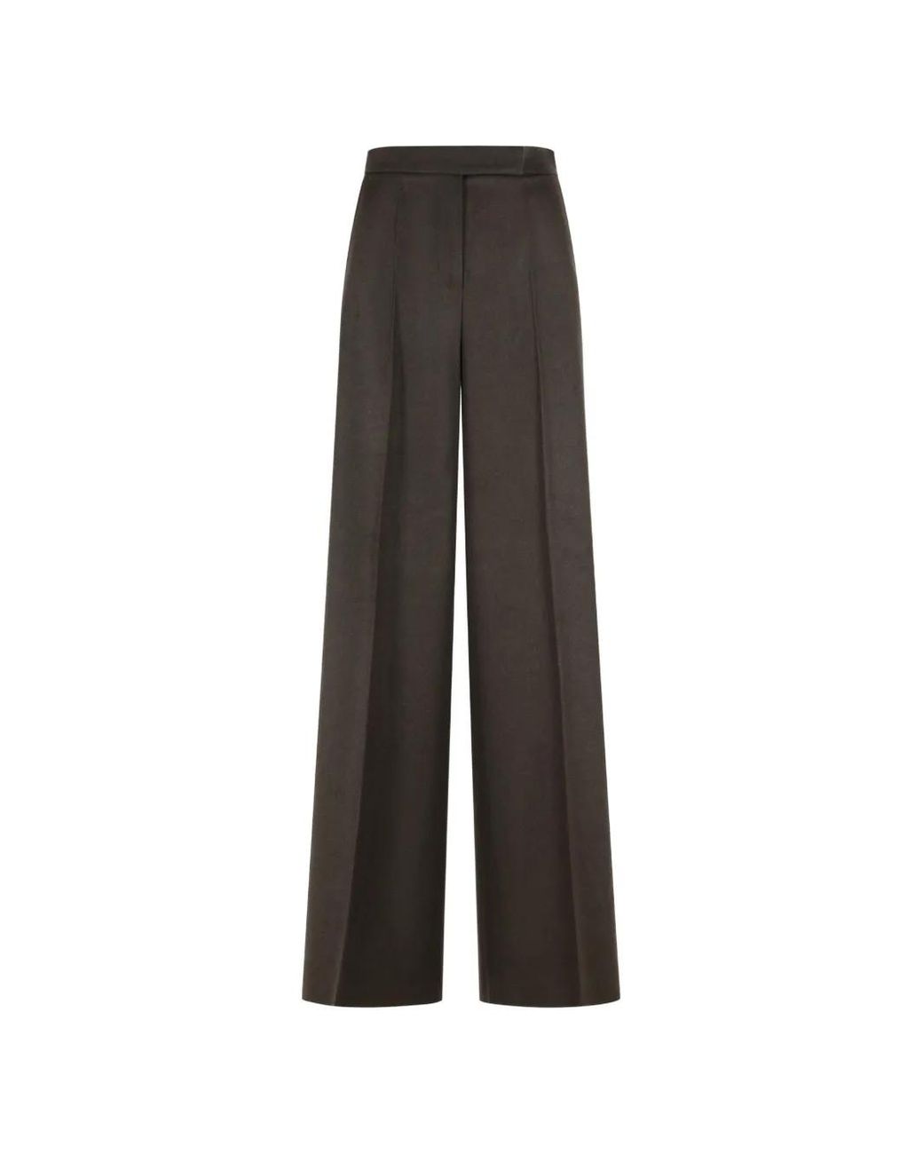 Max Mara Brown Pleated Wide-Leg Trousers