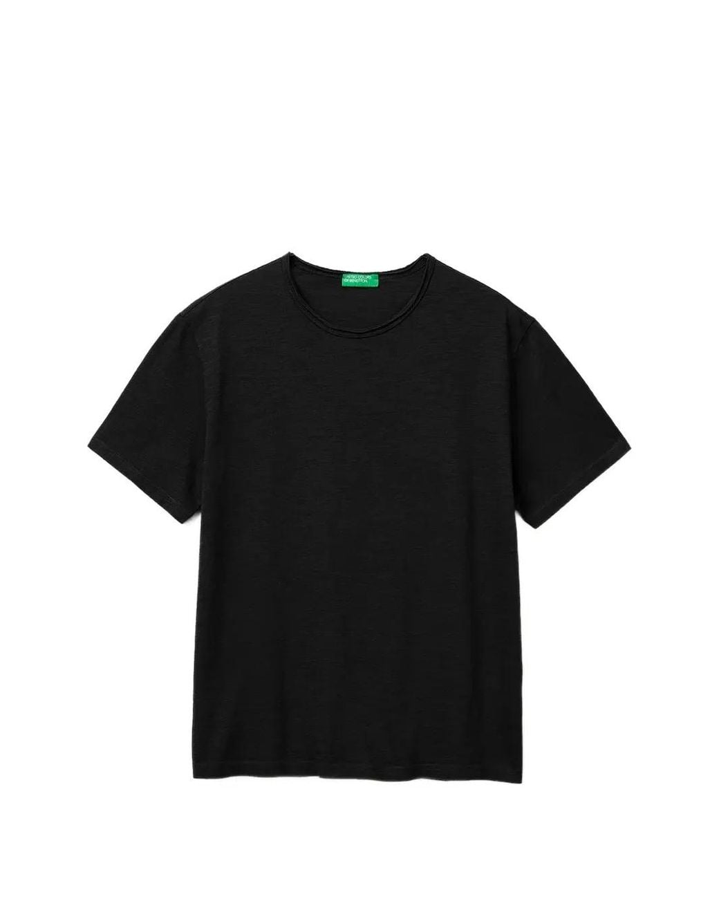 Benetton Black Cotton Crewneck T-Shirt for men