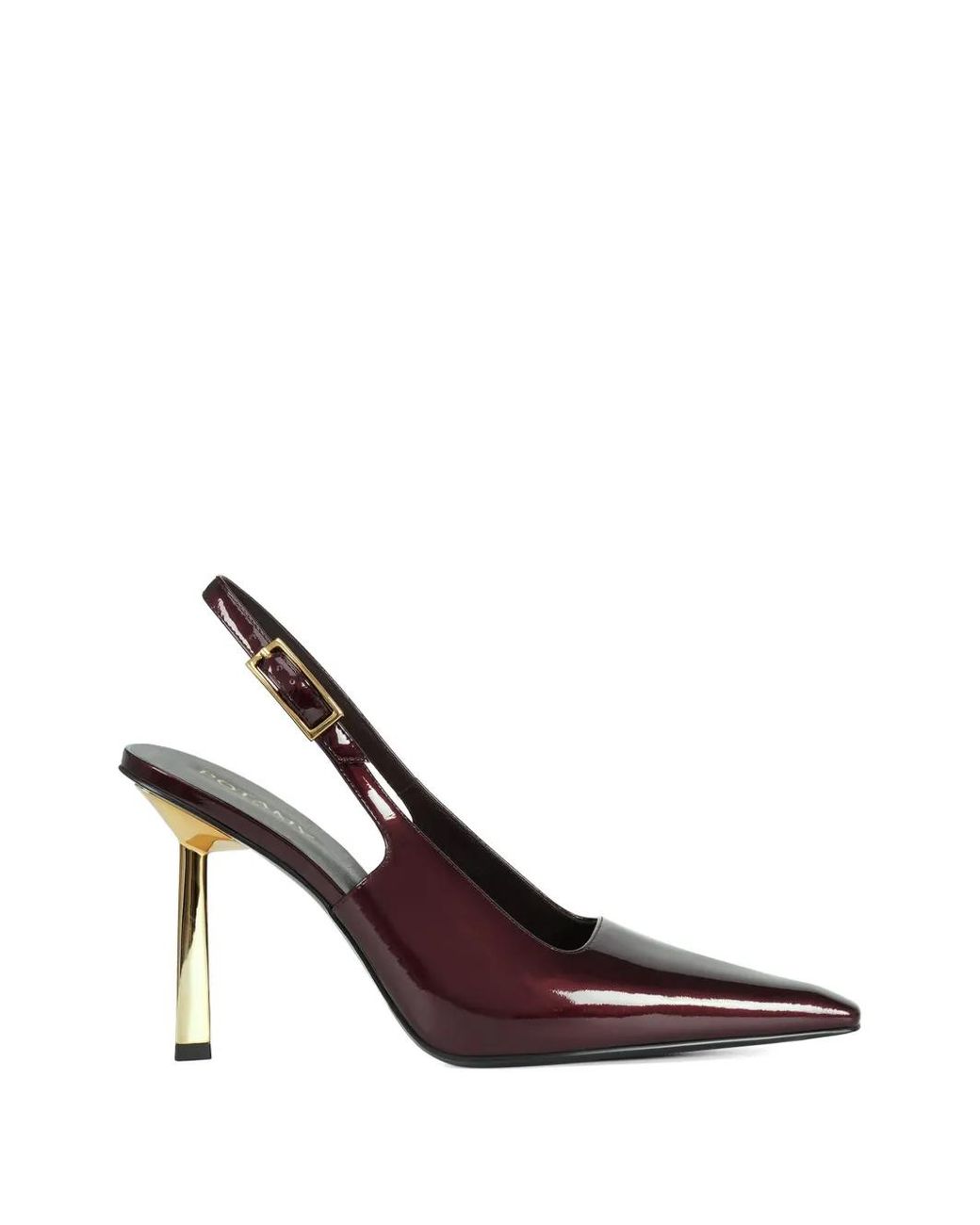 POTAMY Brown Pointed Buckle Leather Pumps