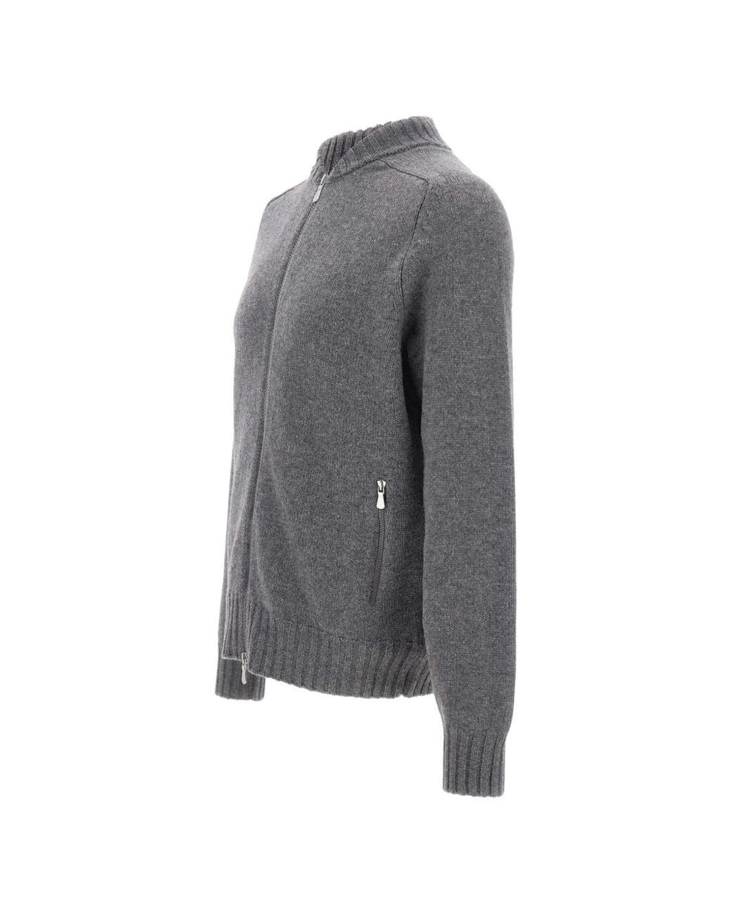 Gran Sasso Gray Zip-Up Wool Cardigan for men
