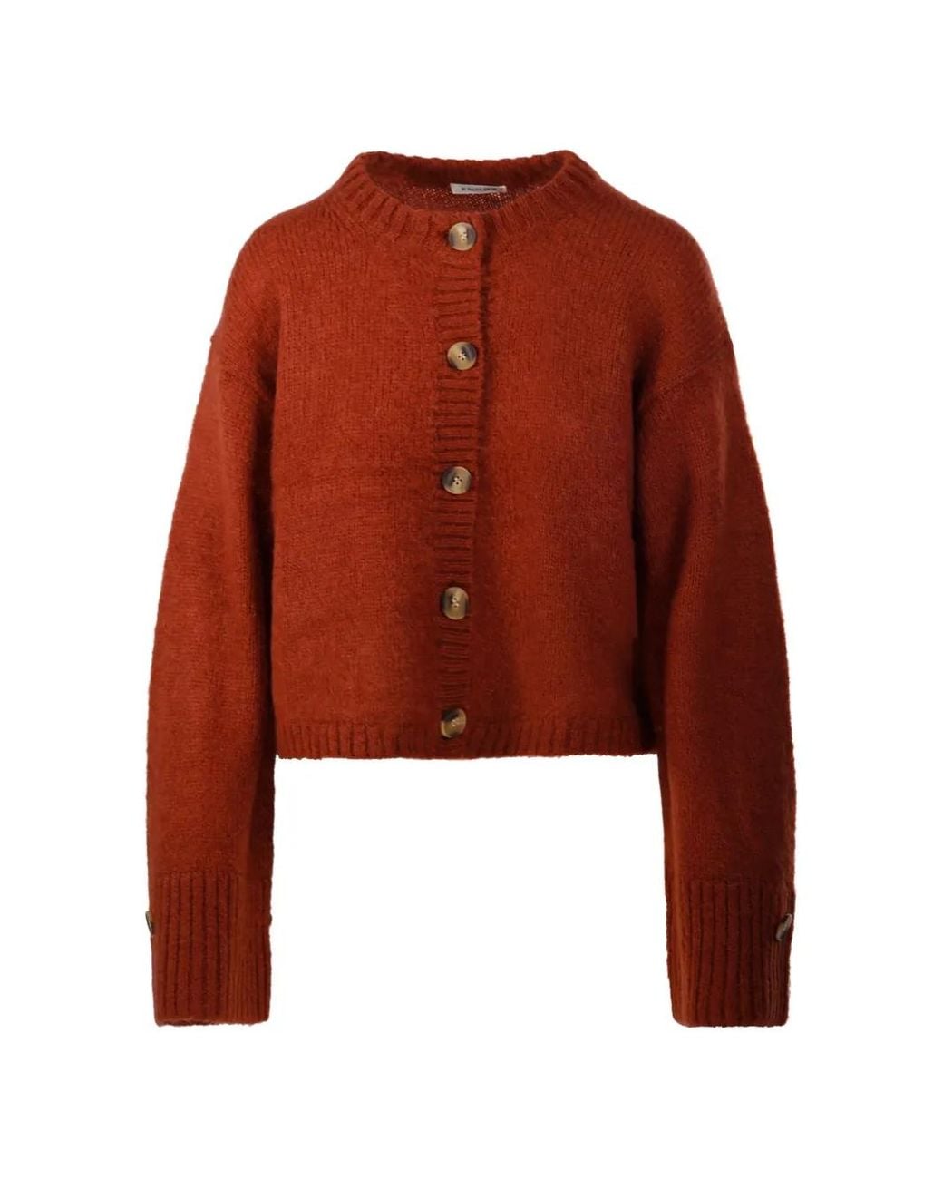 By Malene Birger Red Cierrou Button-Up Ribbed Cardigan