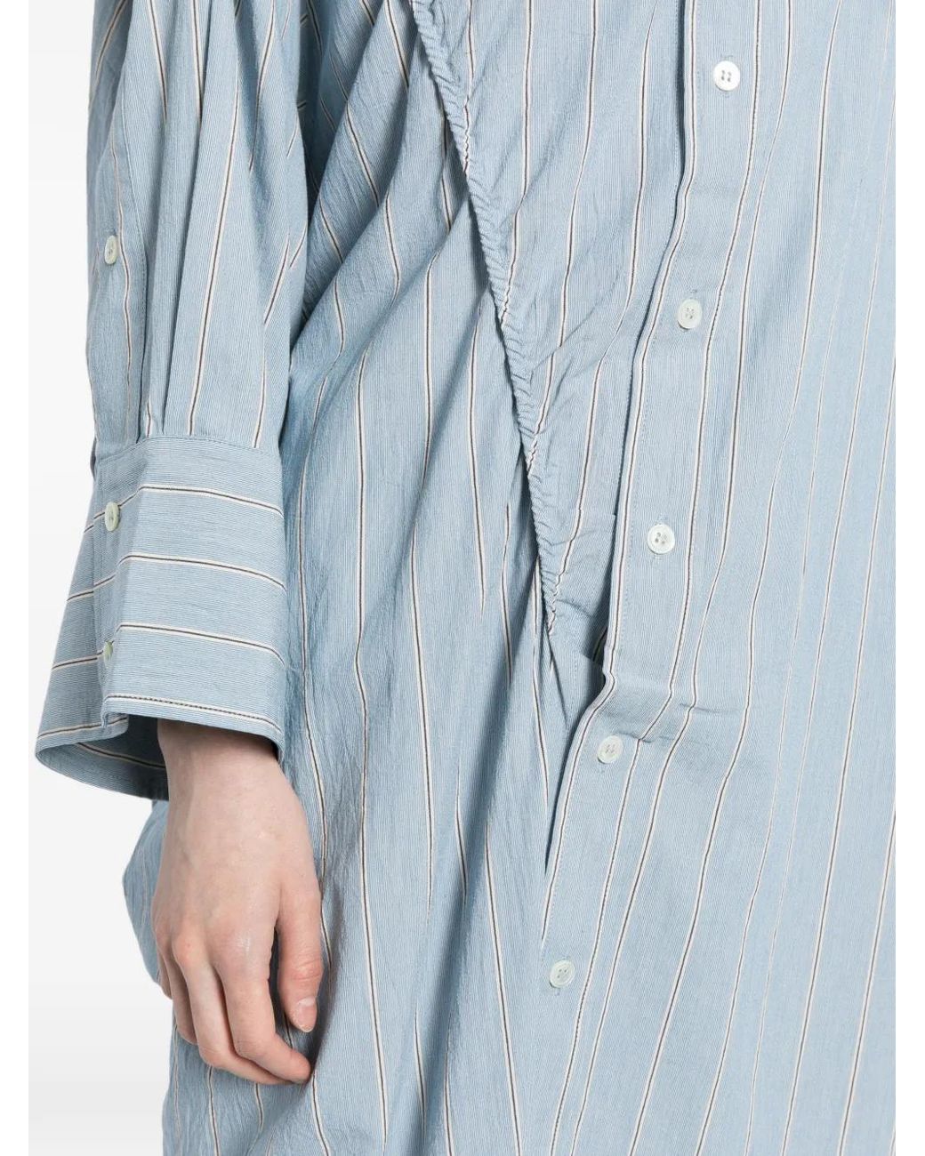 Marina Yee Blue Twister Striped Shirt