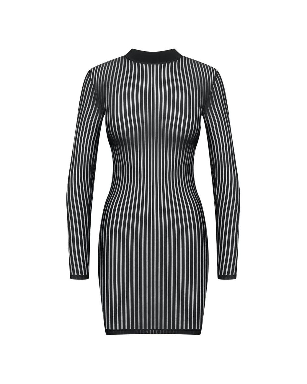 Maison Close Black Striped Sheer Mini Dress