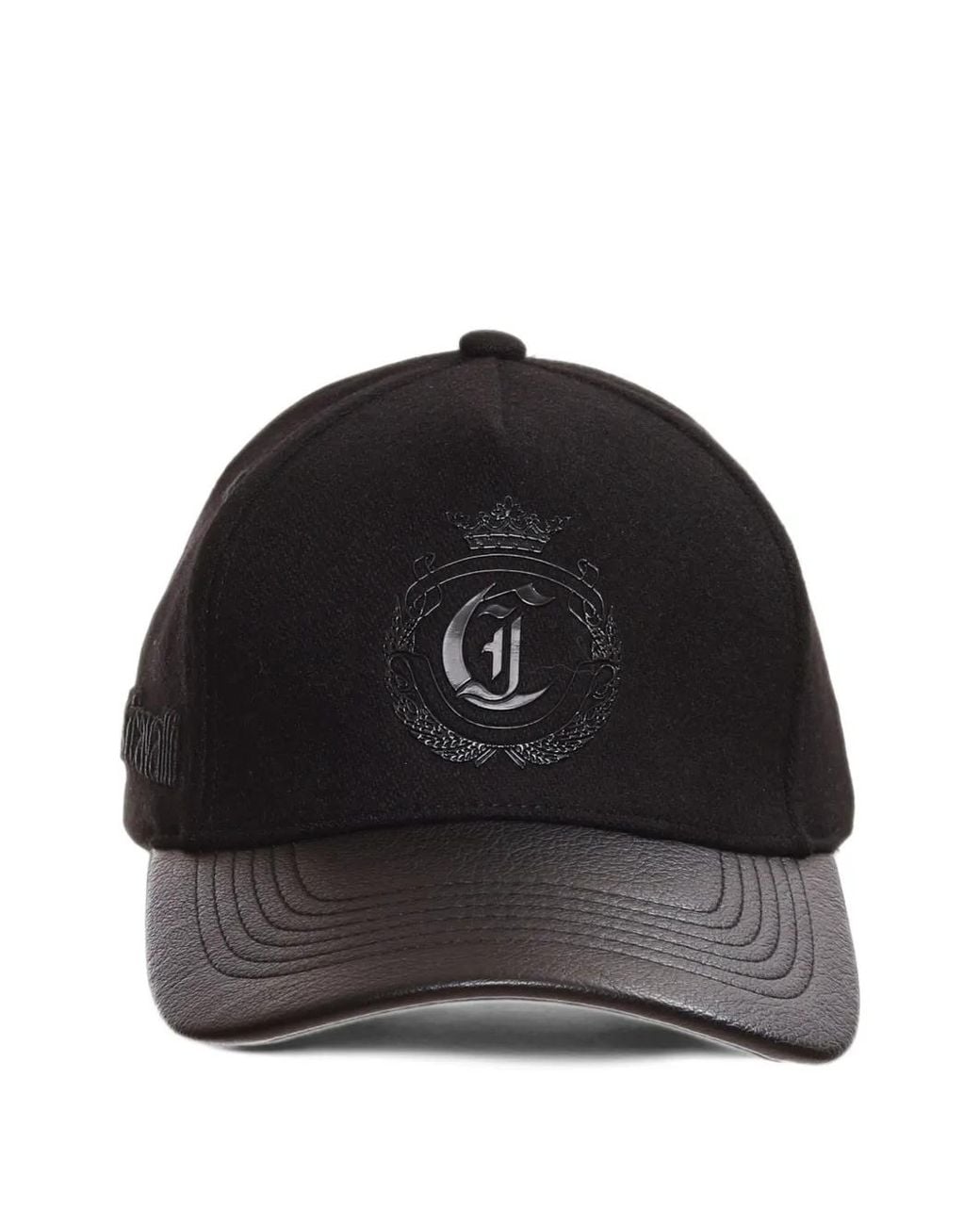 Just Cavalli Black Logo-Embroidered Baseball Cap for men