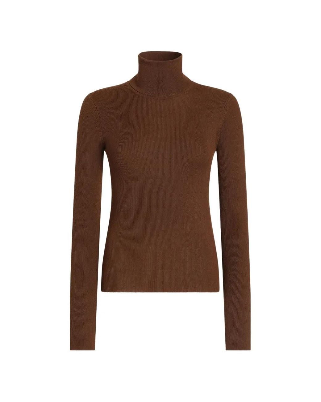 Dolce & Gabbana Brown Ribbed Cashmere Turtleneck Pullover