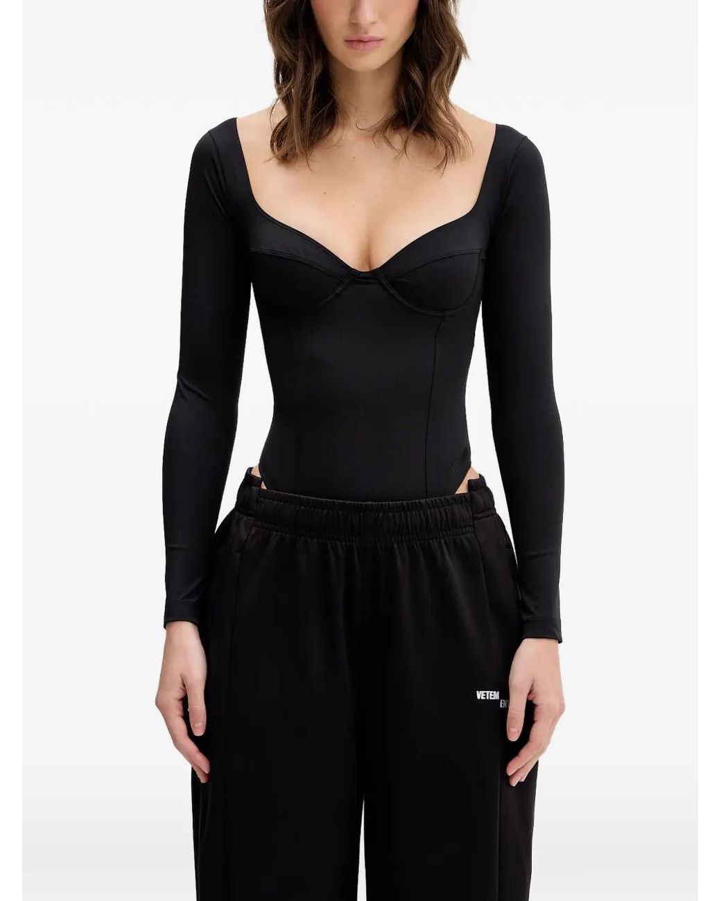 Vetements Black Sweetheart-Neck Bodysuit