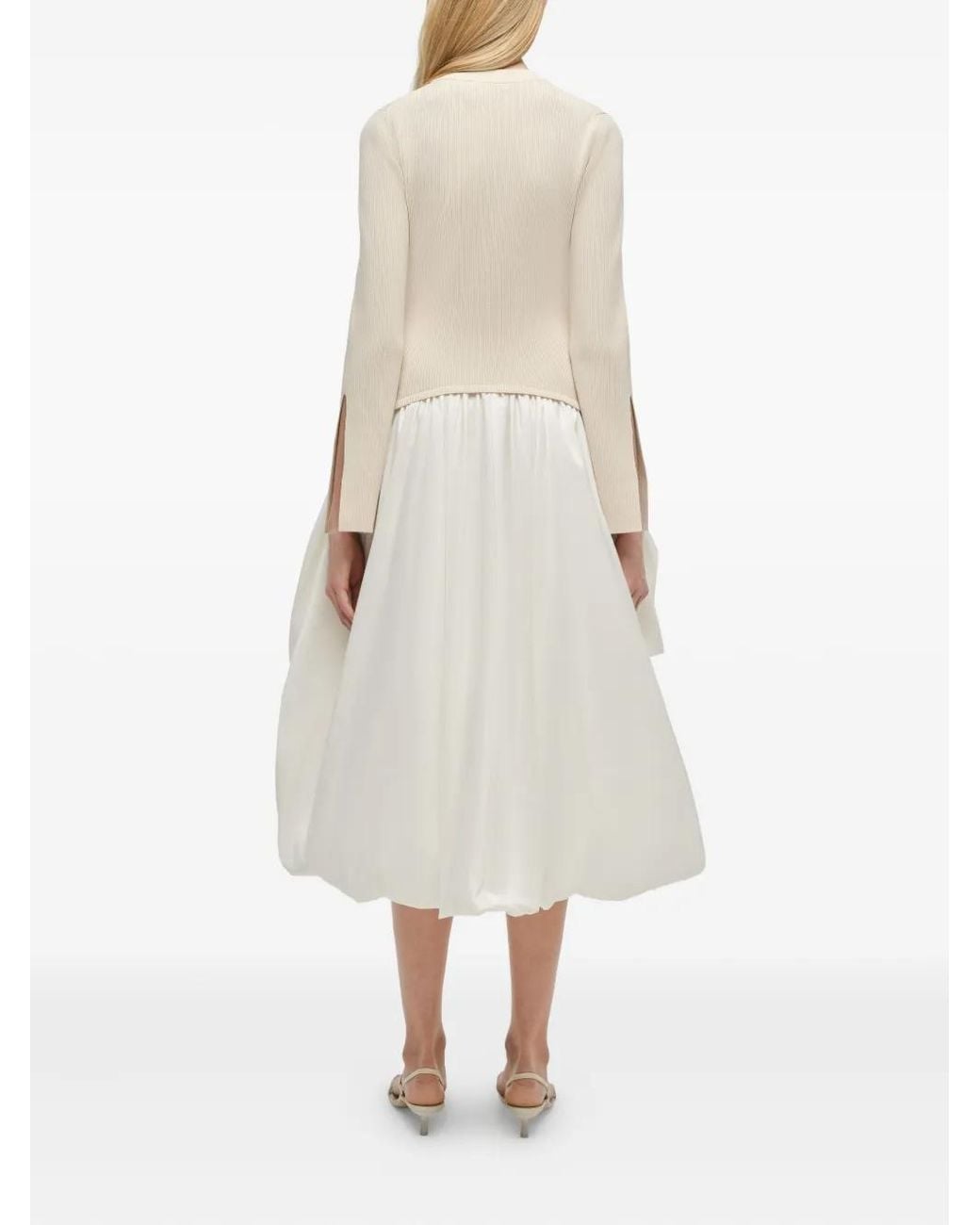 Jonathan Simkhai White Knit-Top Balloon-Skirt Midi Dress