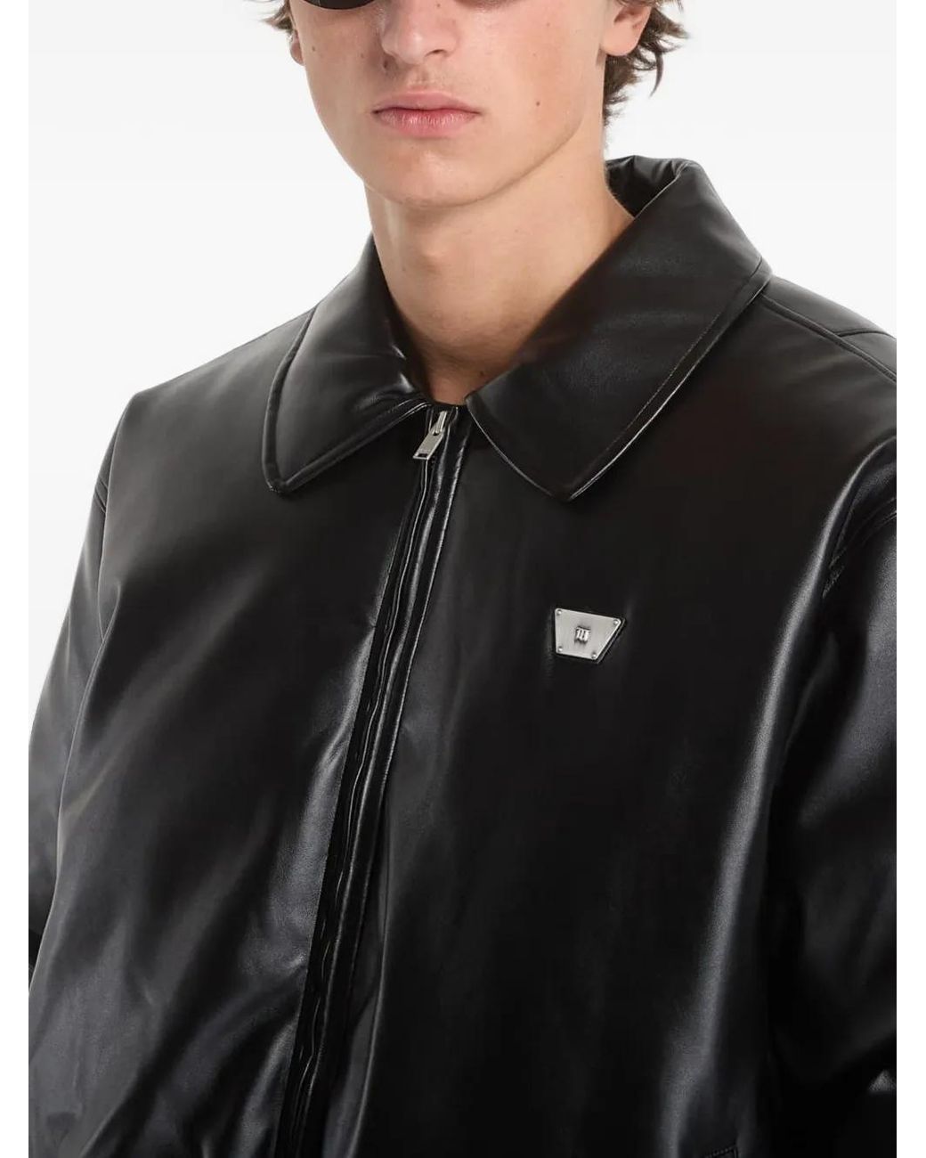 M I S B H V Black Veste Bomber En Cuir Artificiel