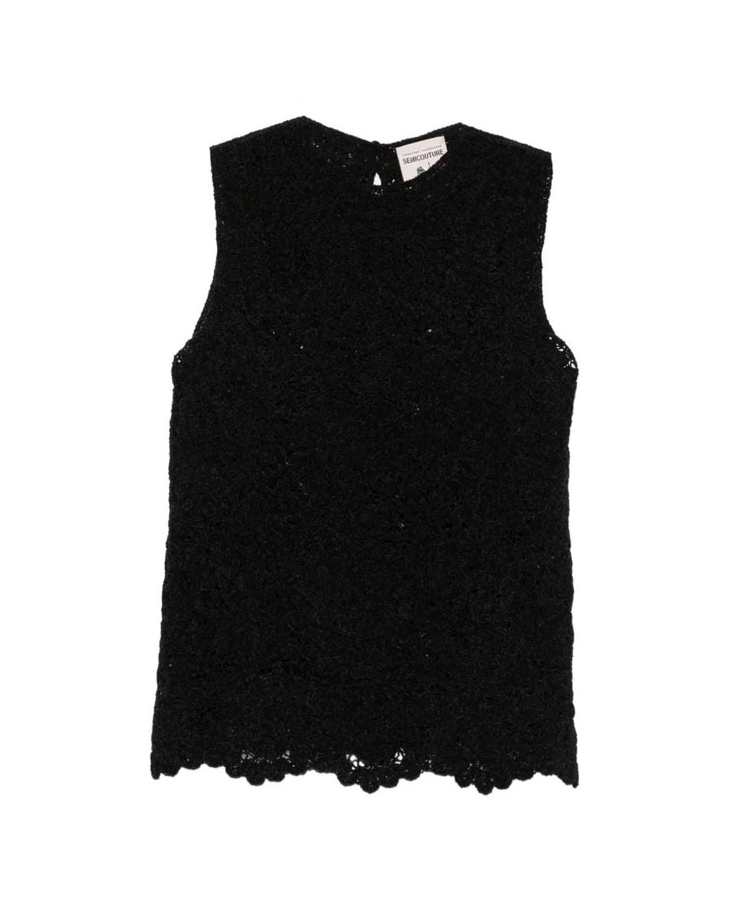 Semicouture Black Round-Neck Vest