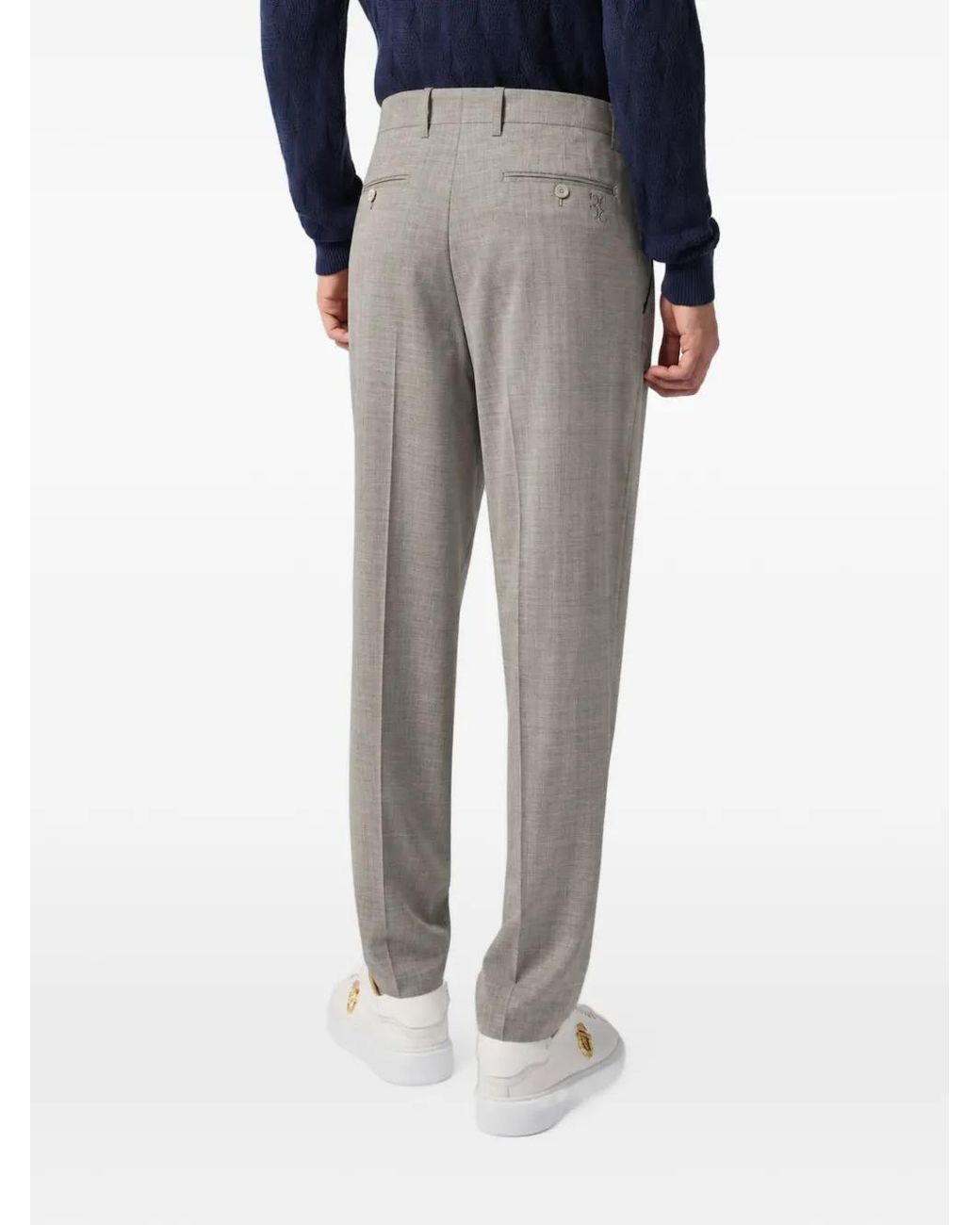 Billionaire Gray Pleated Virgin Wool Trousers for men