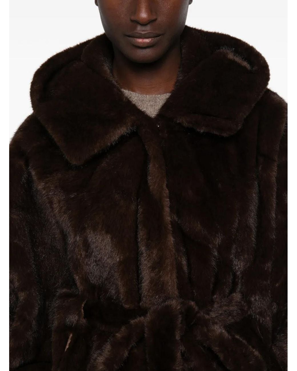 Paperlace Black Faux-Fur Coat