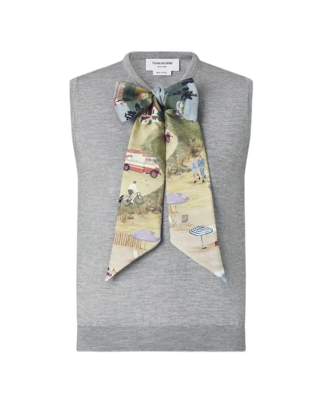 Thom Browne Gray Nantucket Scenic Cashmere Silk Shell Top