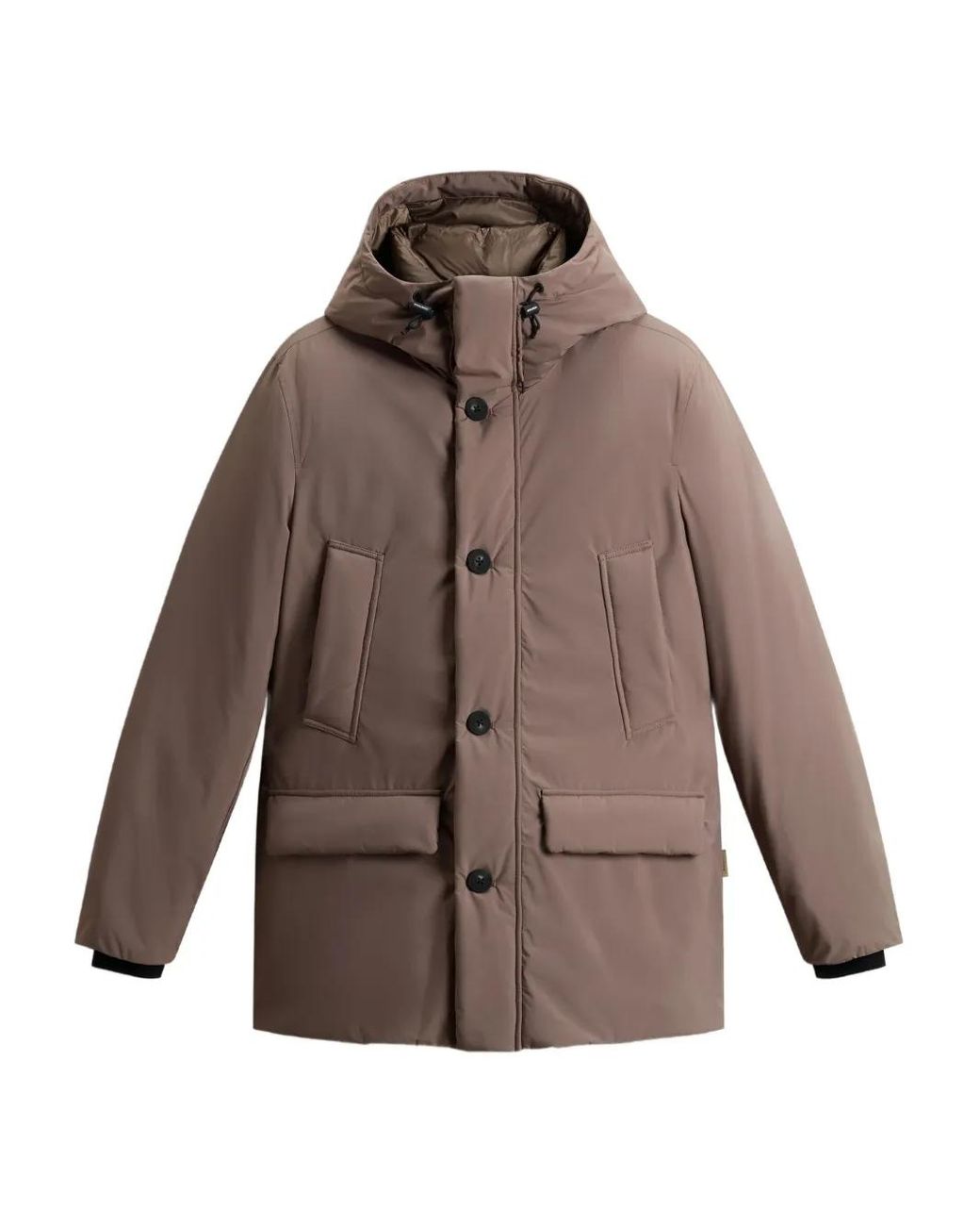 Woolrich Brown Hooded Button-Fastening Jacket for men