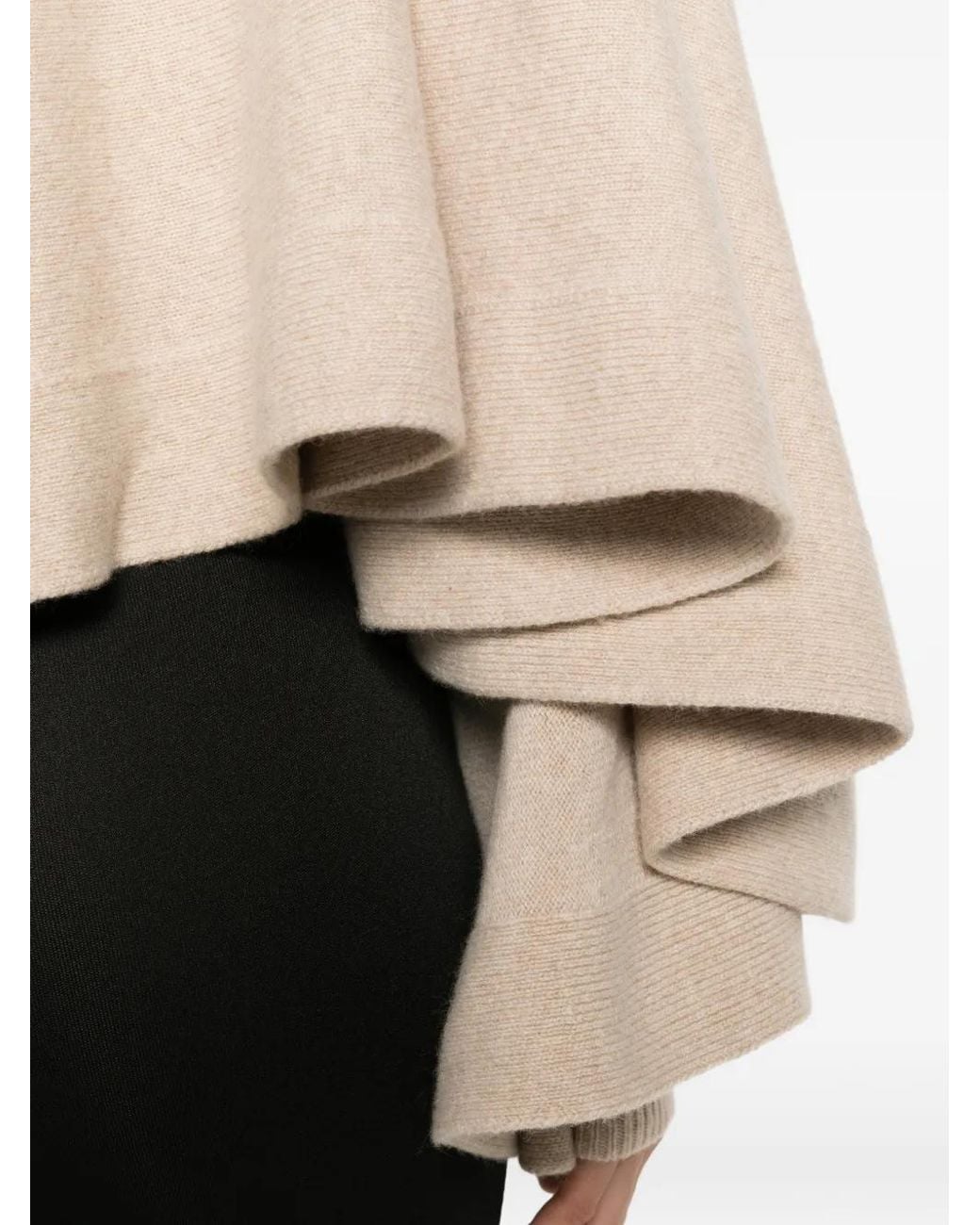 Jacquemus Natural Fiocco Draped-Sleeve Sweater