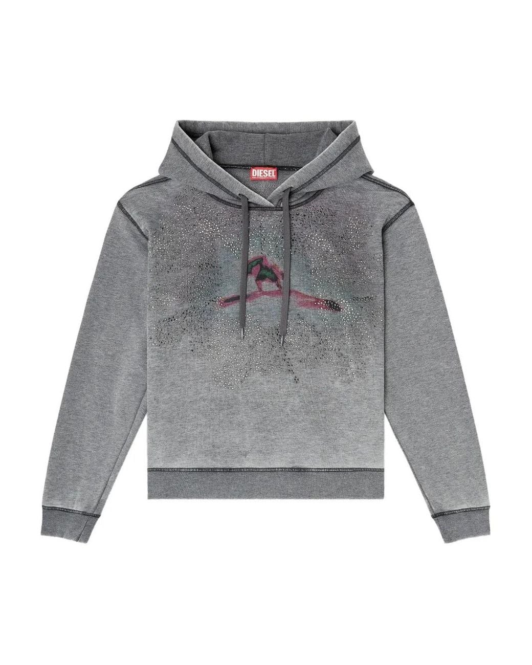 DIESEL Gray F-Normy Graphic Hooded Hoodie