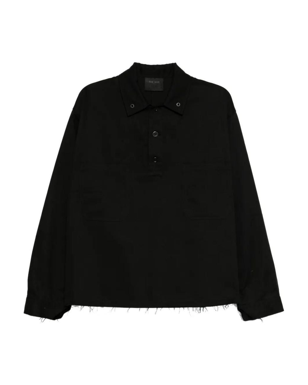 TEAM WANG design Black Twill Cotton Polo