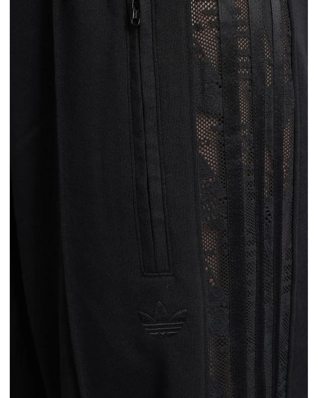 Adidas Black Firebird Lace-Panelled Track Pants
