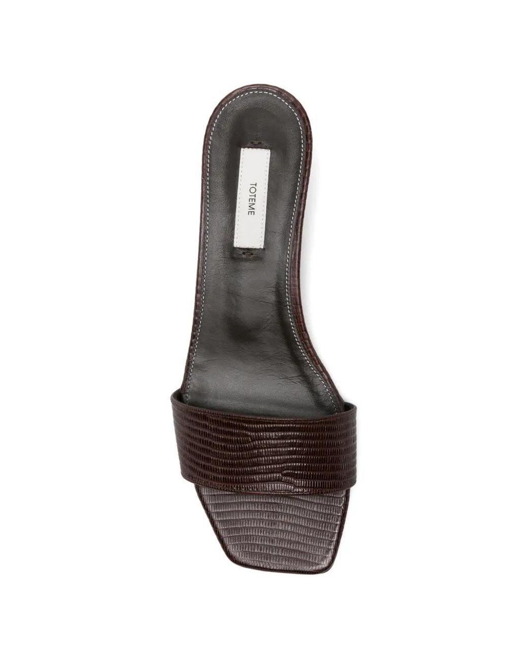 Totême White Slim Lizard-Embossed Bandeau Mules