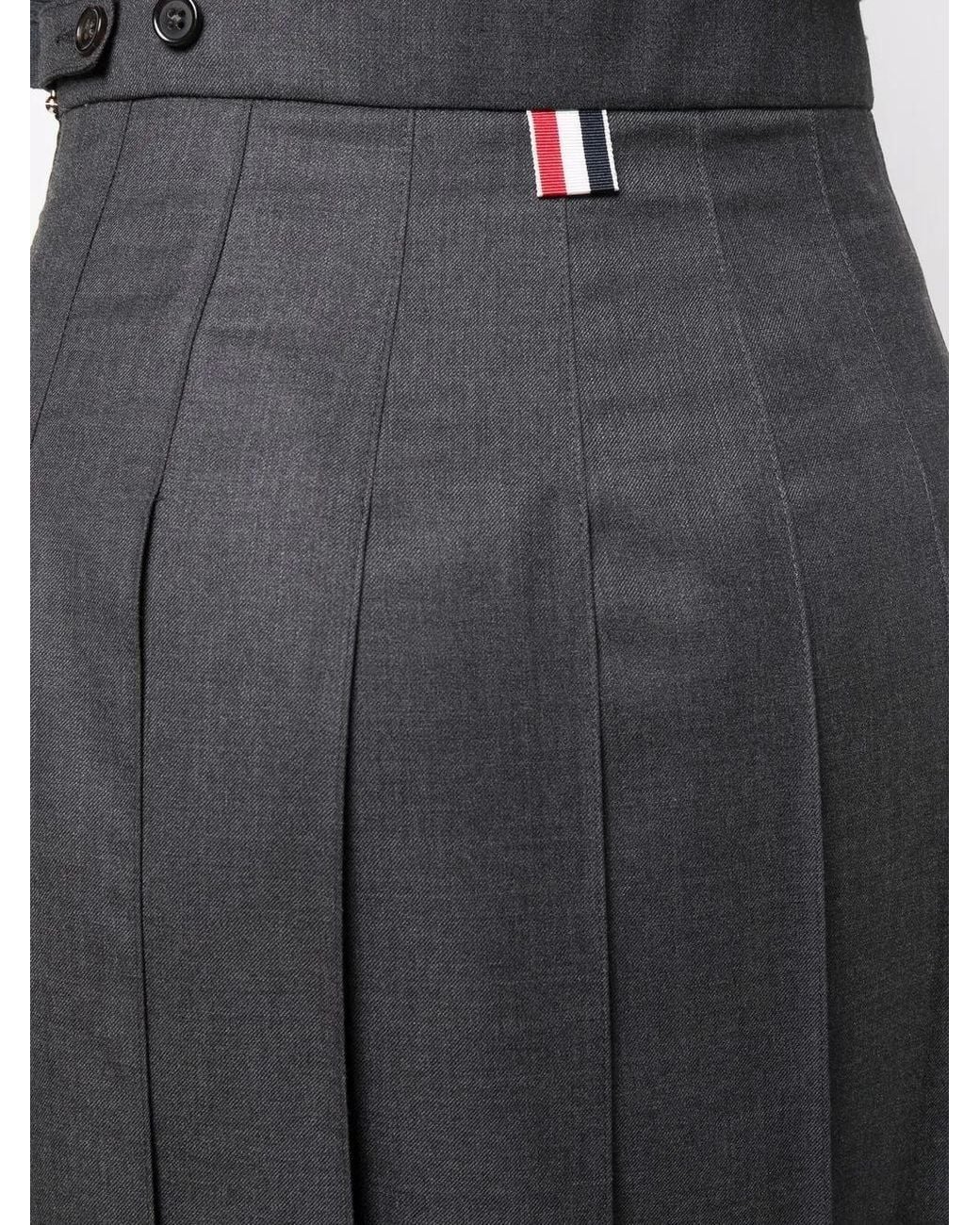 Thom Browne Black Dark Super 120's Twill Below Knee Pleated Skirt