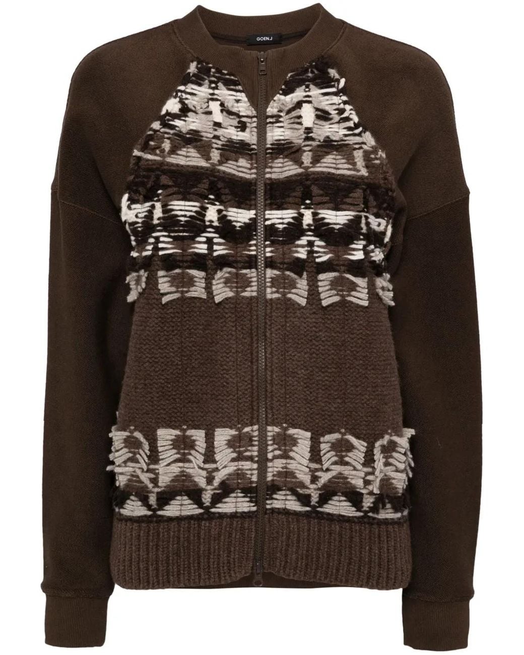 Goen.J Black Contrast Zip-Up Cardigan