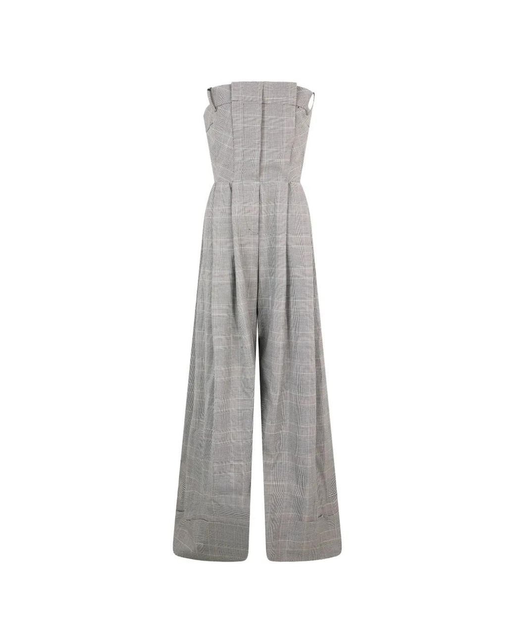 Moschino Gray Combinaison-Bustier À Carreaux