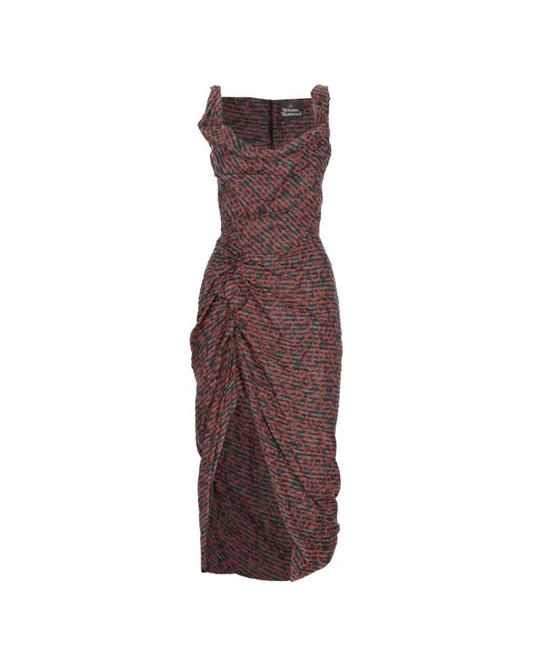 Vivienne Westwood Brown Draped Sleeveless Cowl Neck Dress