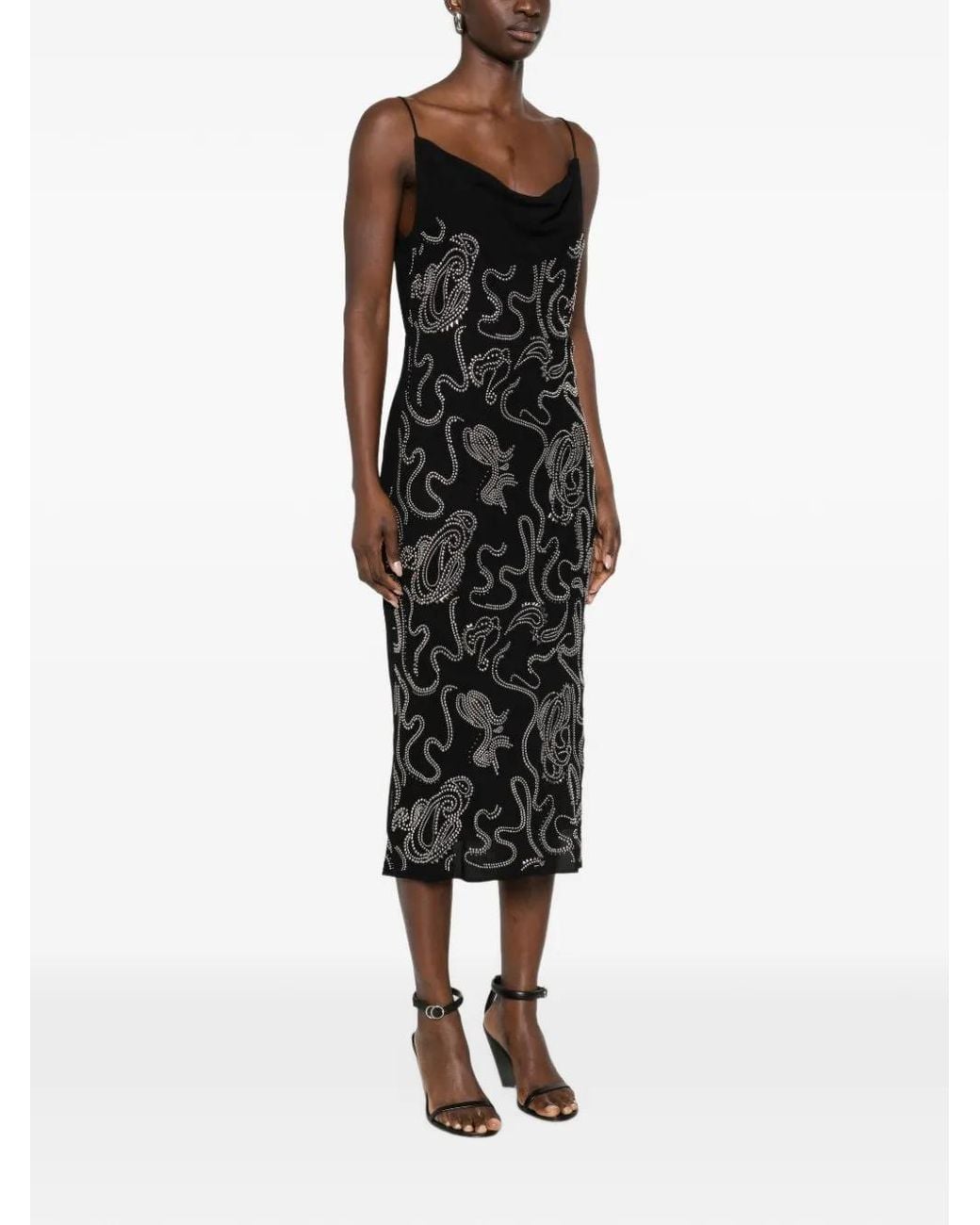 Dressing Styl IRO Ombry Stud-Embellished Cowl-Neck Midi Dress in Black | Lyst