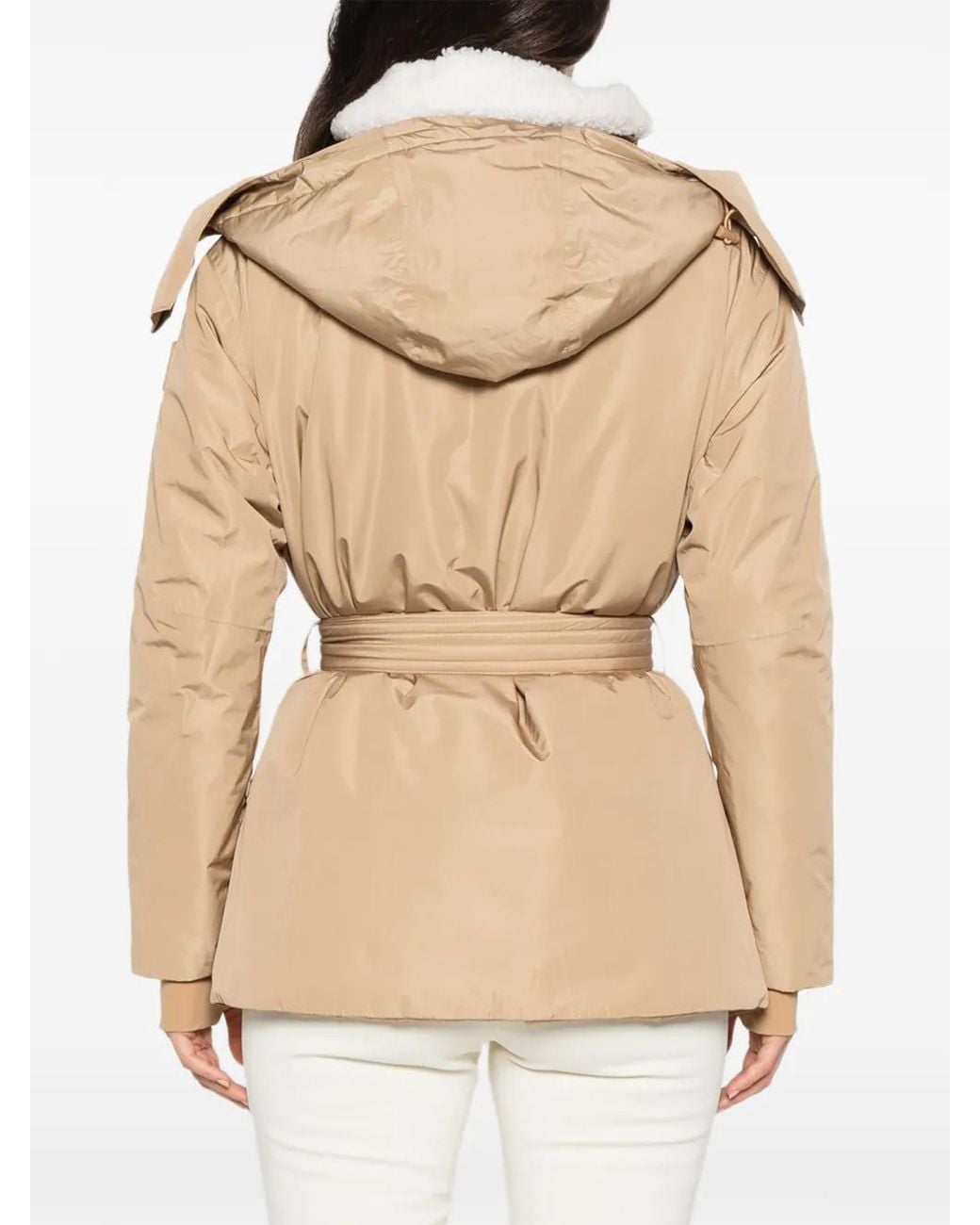 Chaqueta Aurora Con Capucha Y Cinturón AMERL de color Natural