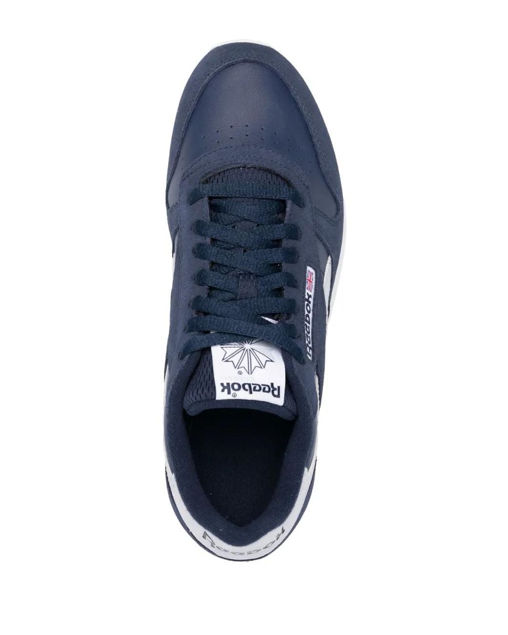 Reebok Blue Logo-Patch Suede Sneakers for men
