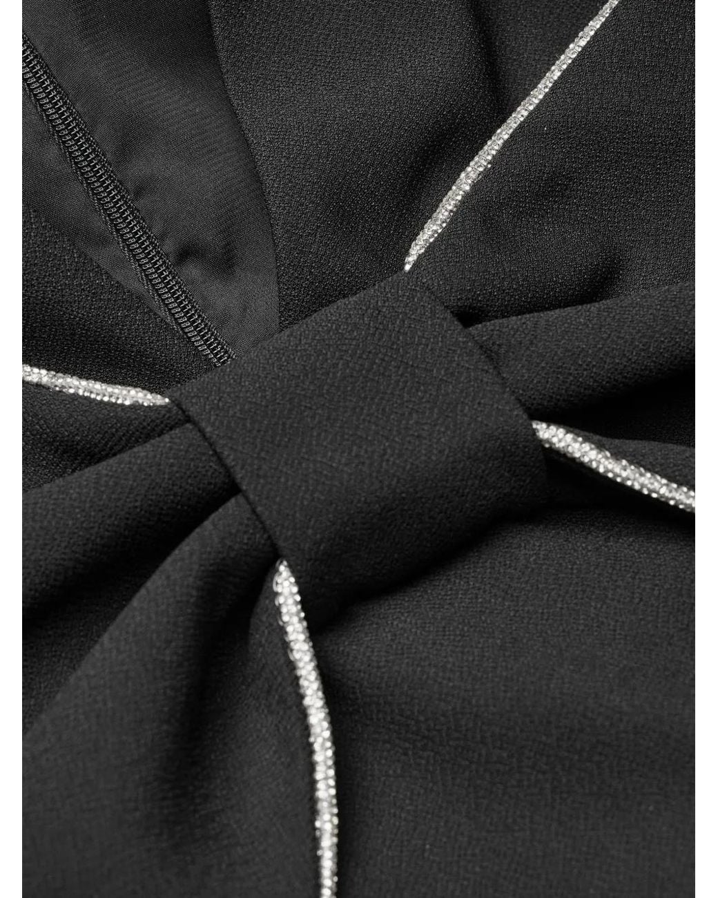 ROTATE BIRGER CHRISTENSEN Black Mini Draped Bow Dress