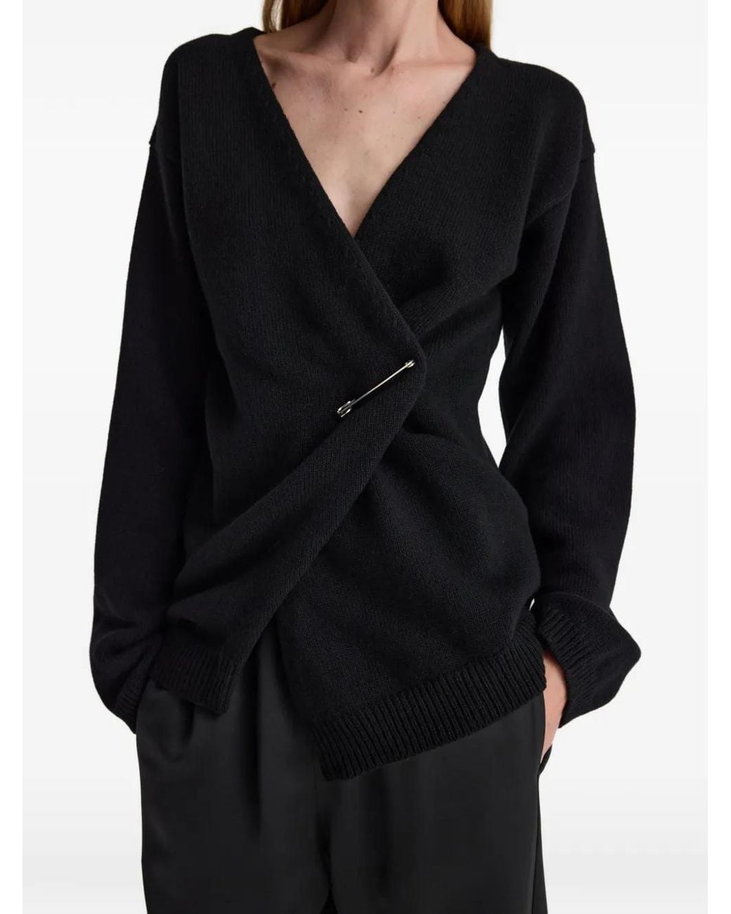 Rohe Black Pin-Fastening V-Neck Cardigan