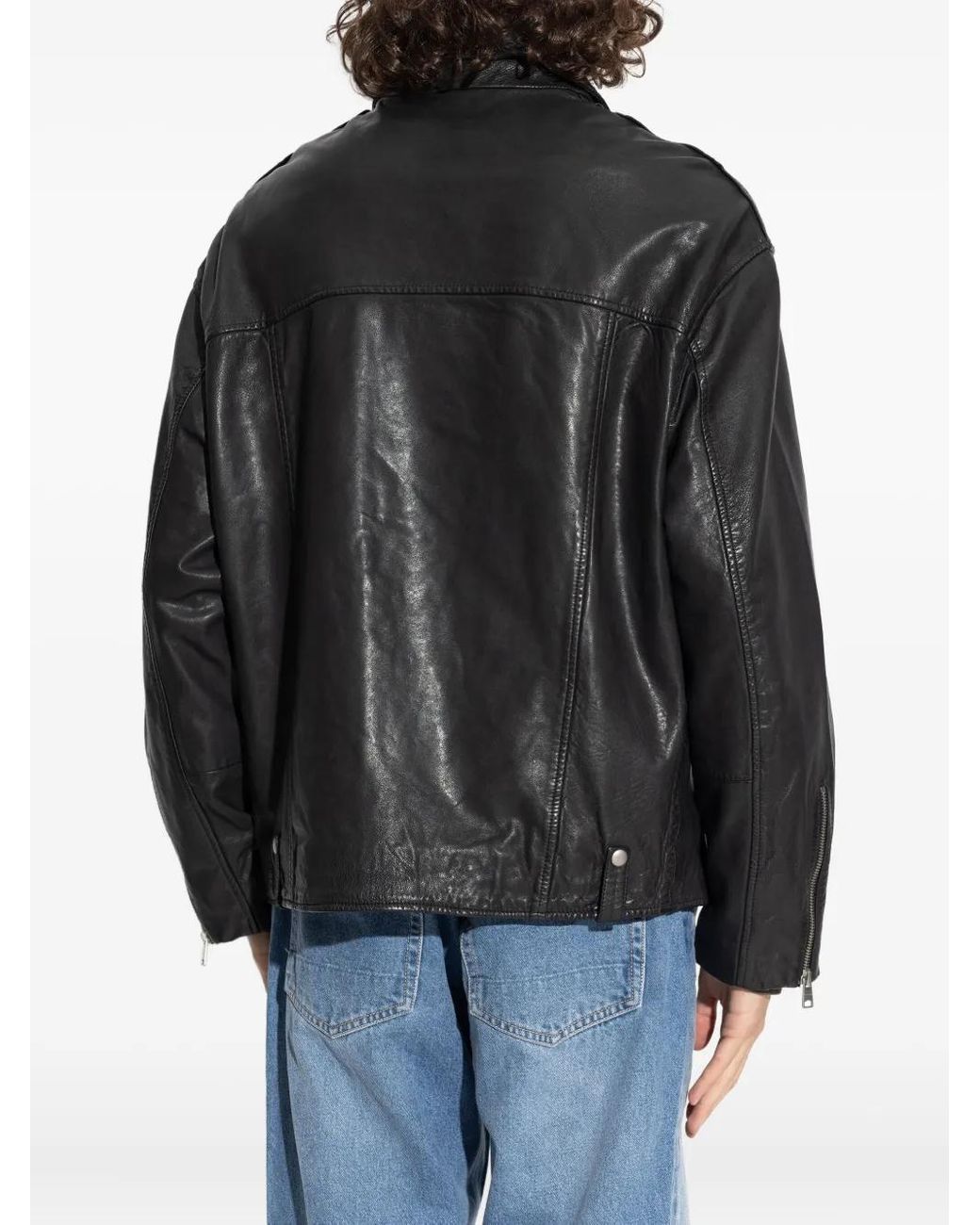 AllSaints Black Zip-Up Biker Jacket for men