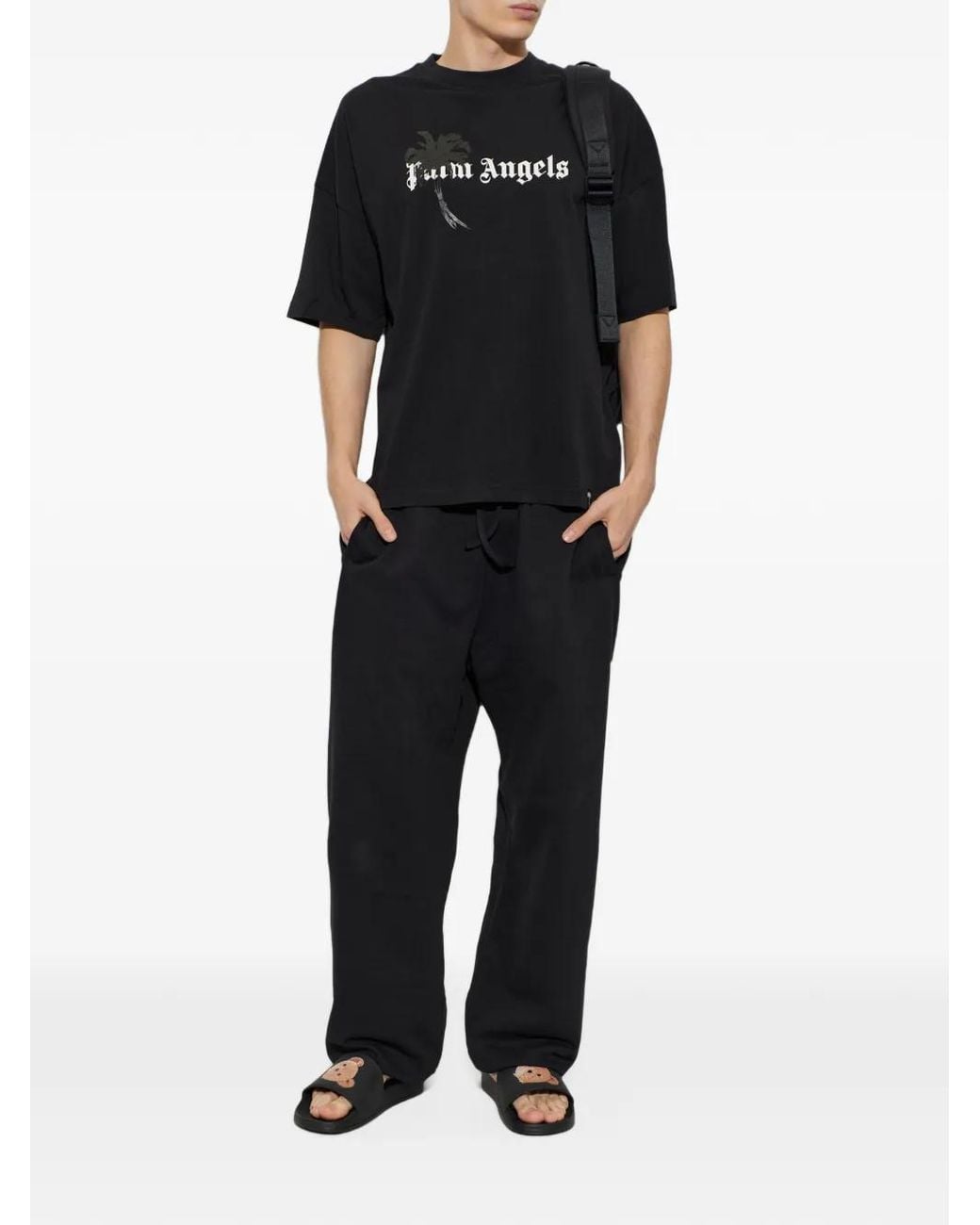 Palm Angels Black Logo-Patch Slides for men