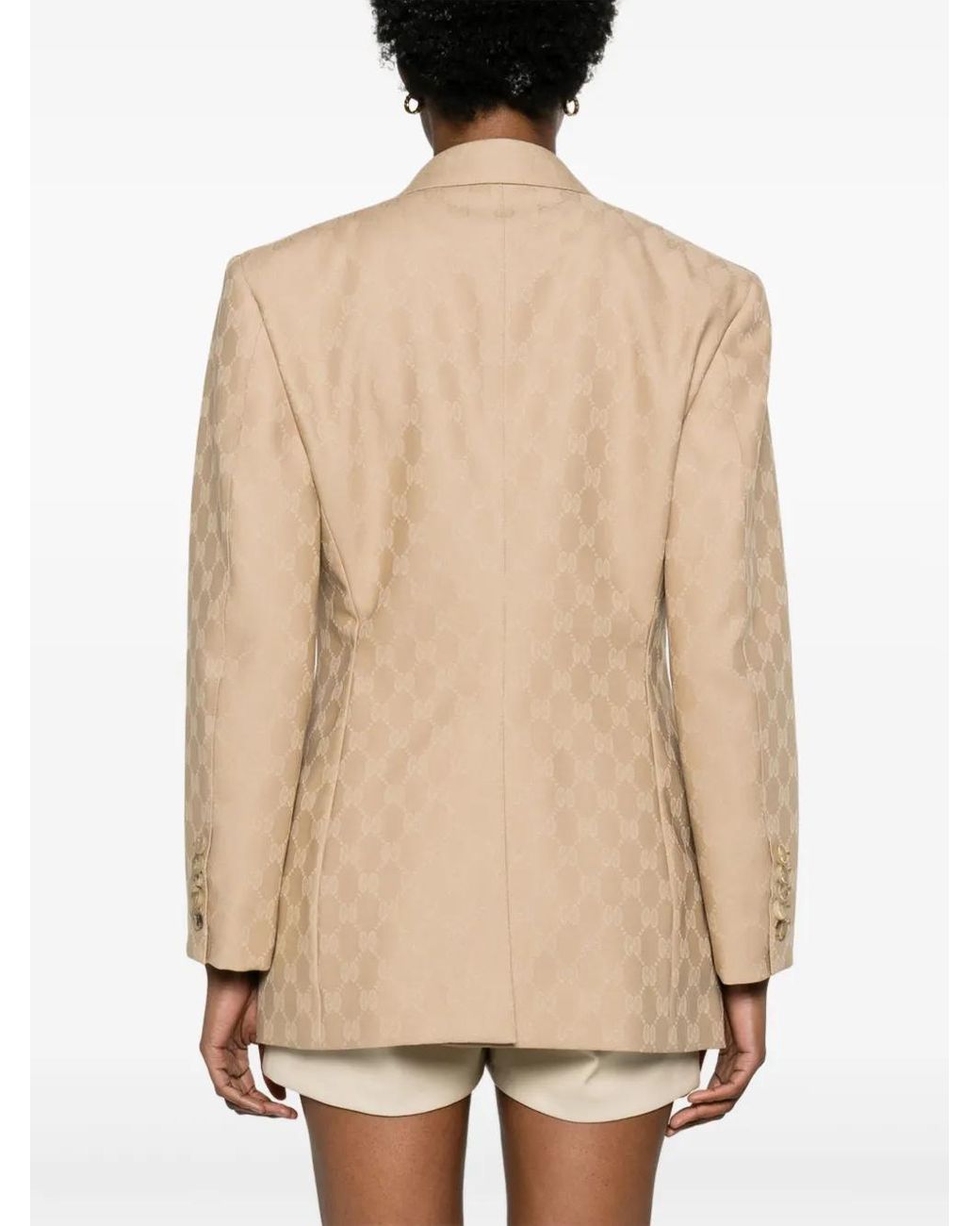Gucci Natural Gg Wool Jacquard Jacket