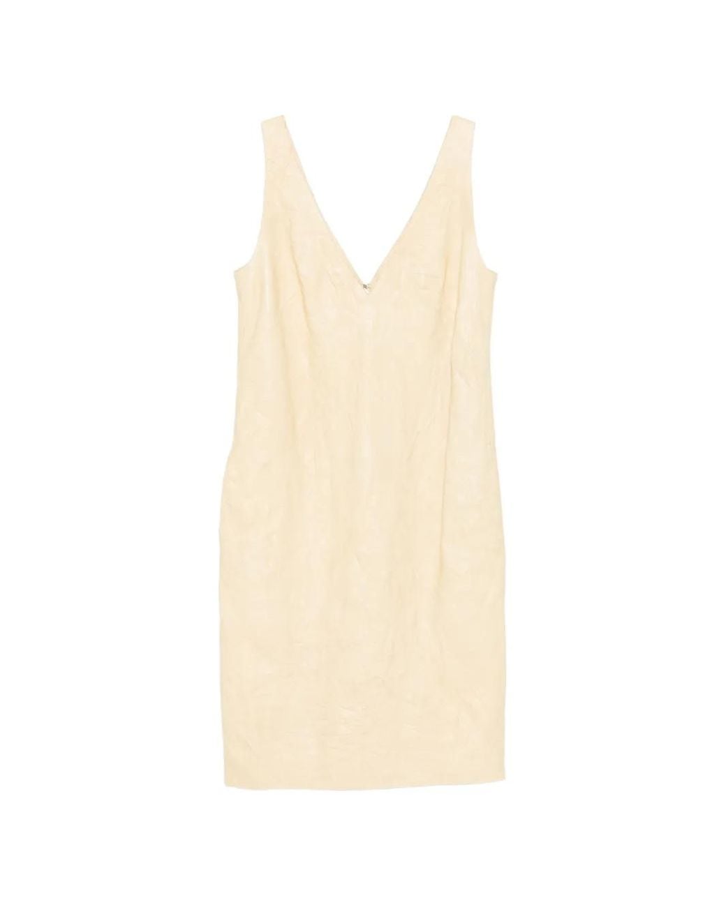 Totême White Crinkled Leather Dress Champagne
