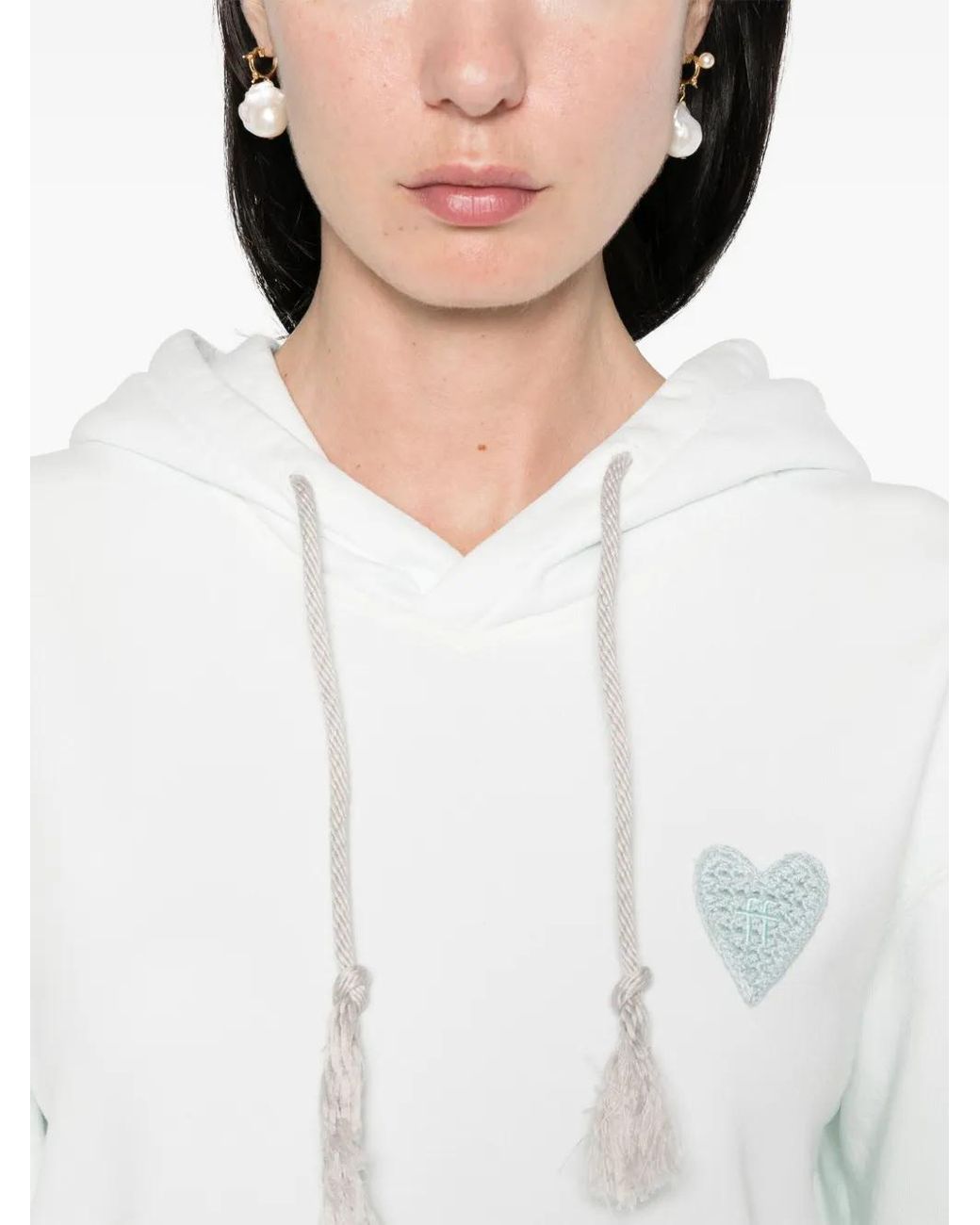 Forte_forte White Logo-Patch Hoodie