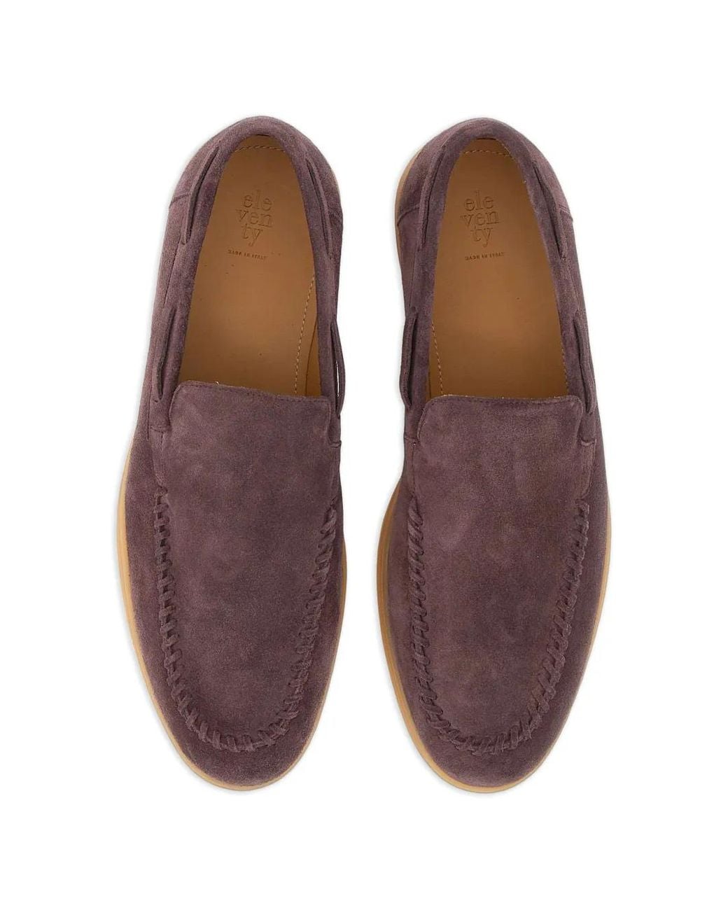 Eleventy Brown Mocassins En Daim À Détail De Ruban for men