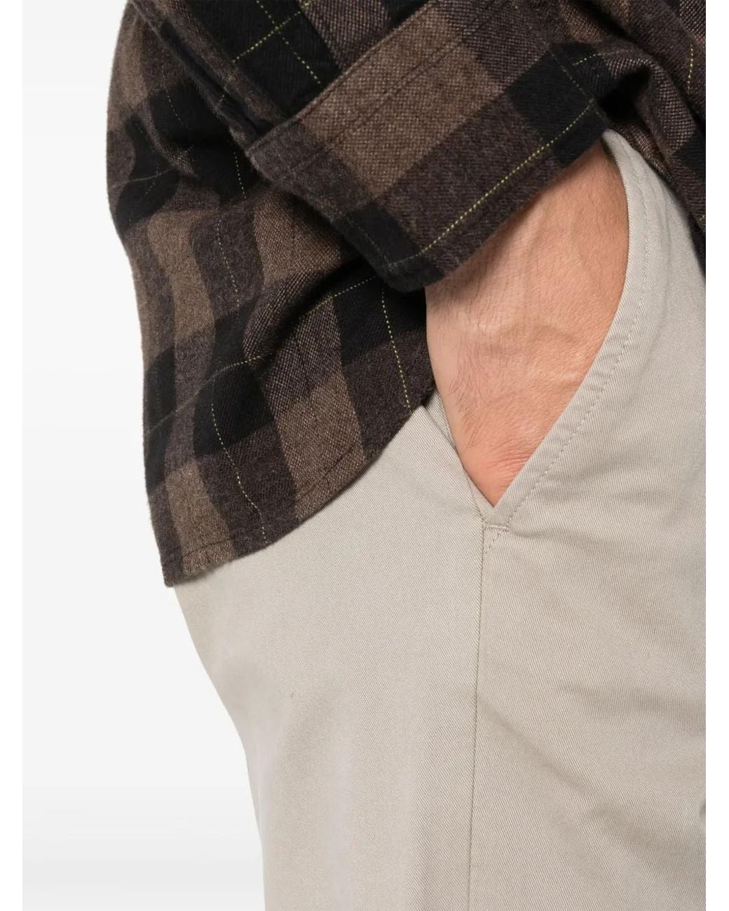 Woolrich Natural Tailored Twill Stretch-Cotton Trousers for men