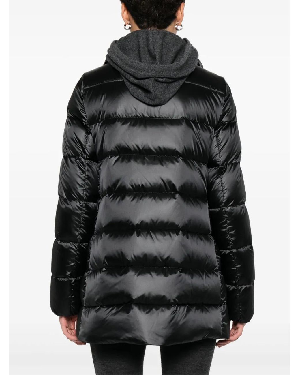 Moorer Black Quilted Zip-Front Coat